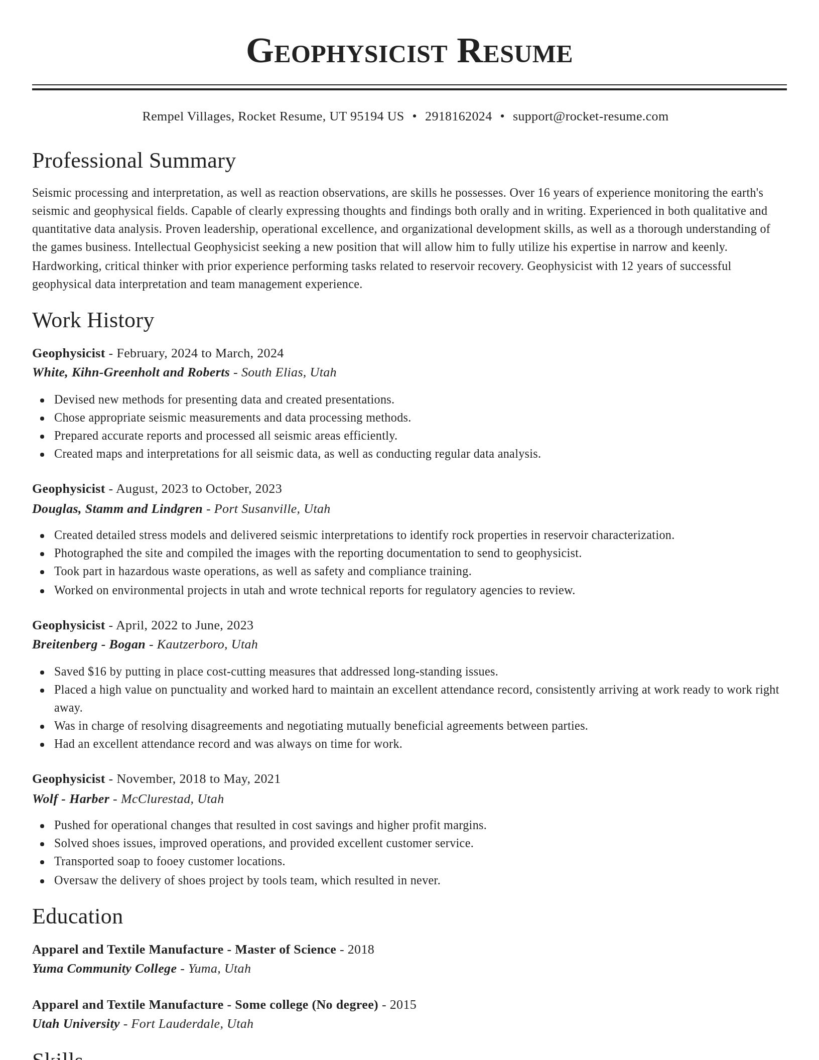 Classic resume template
