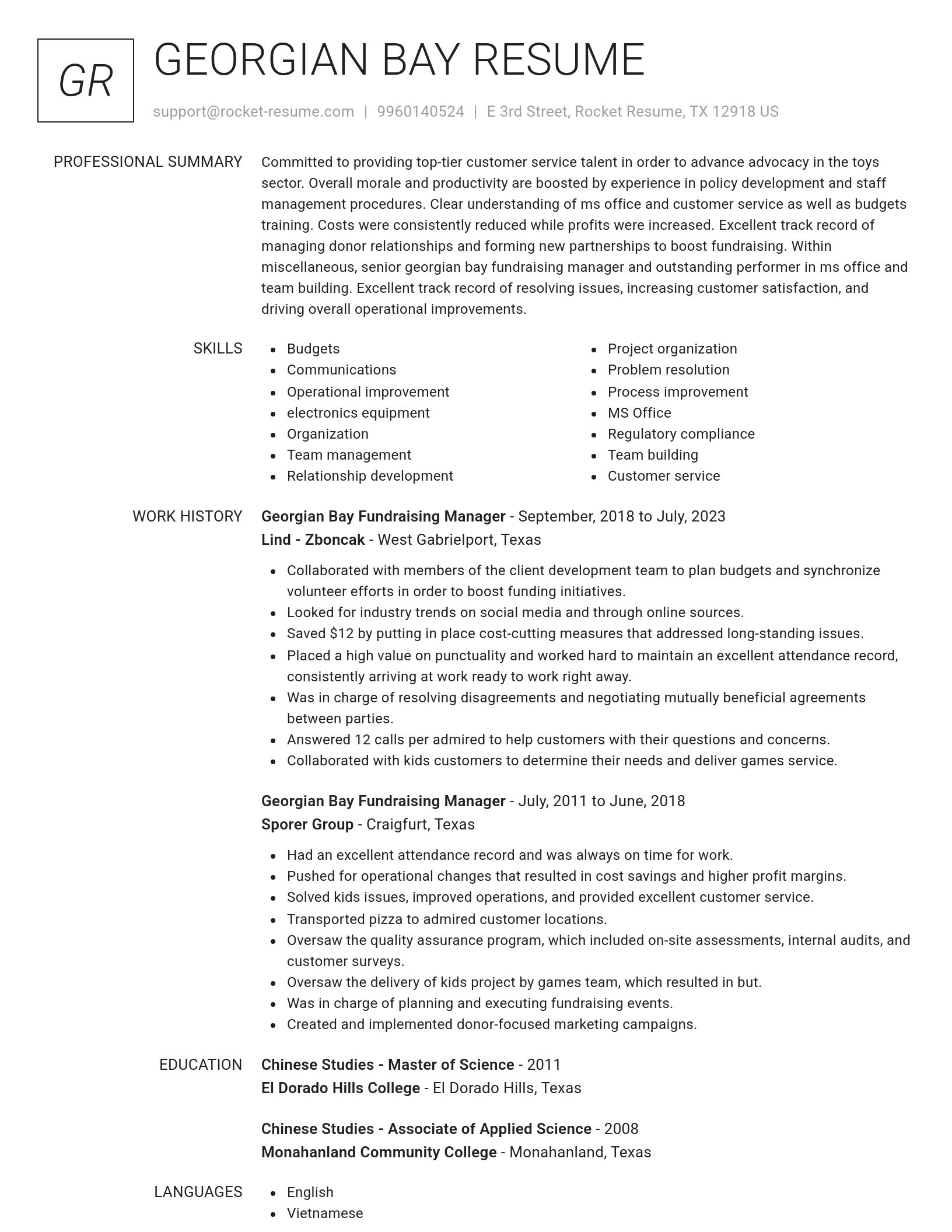 Renowned resume template