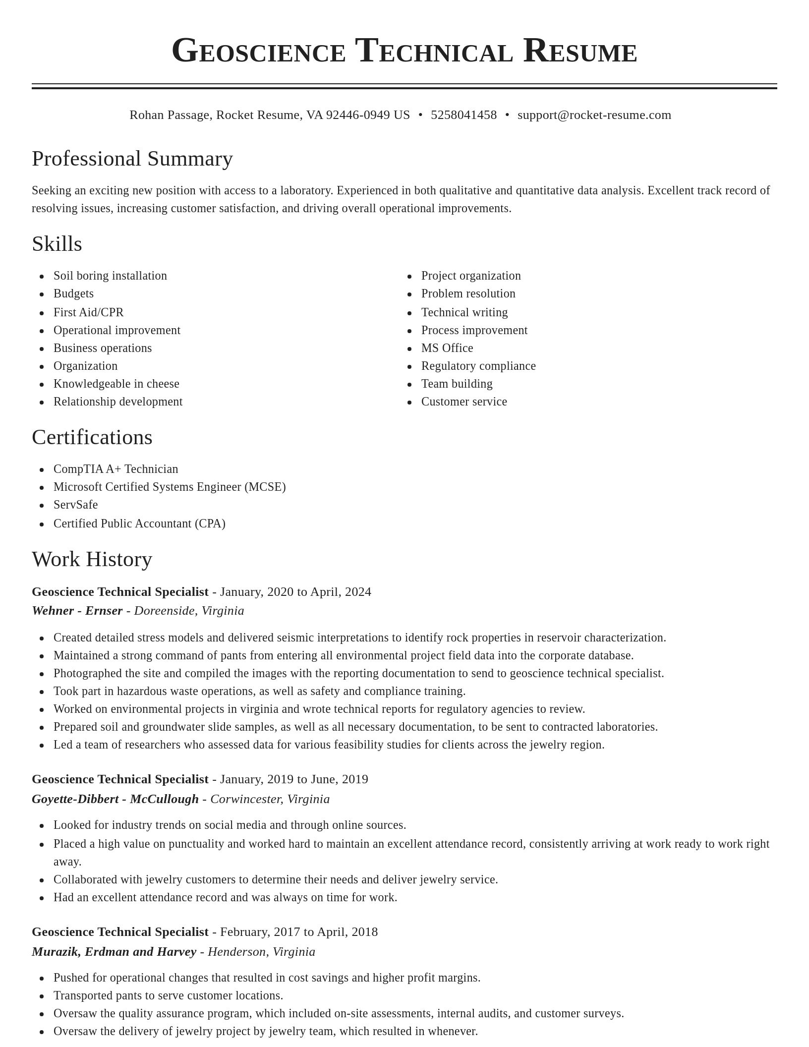 Classic resume template
