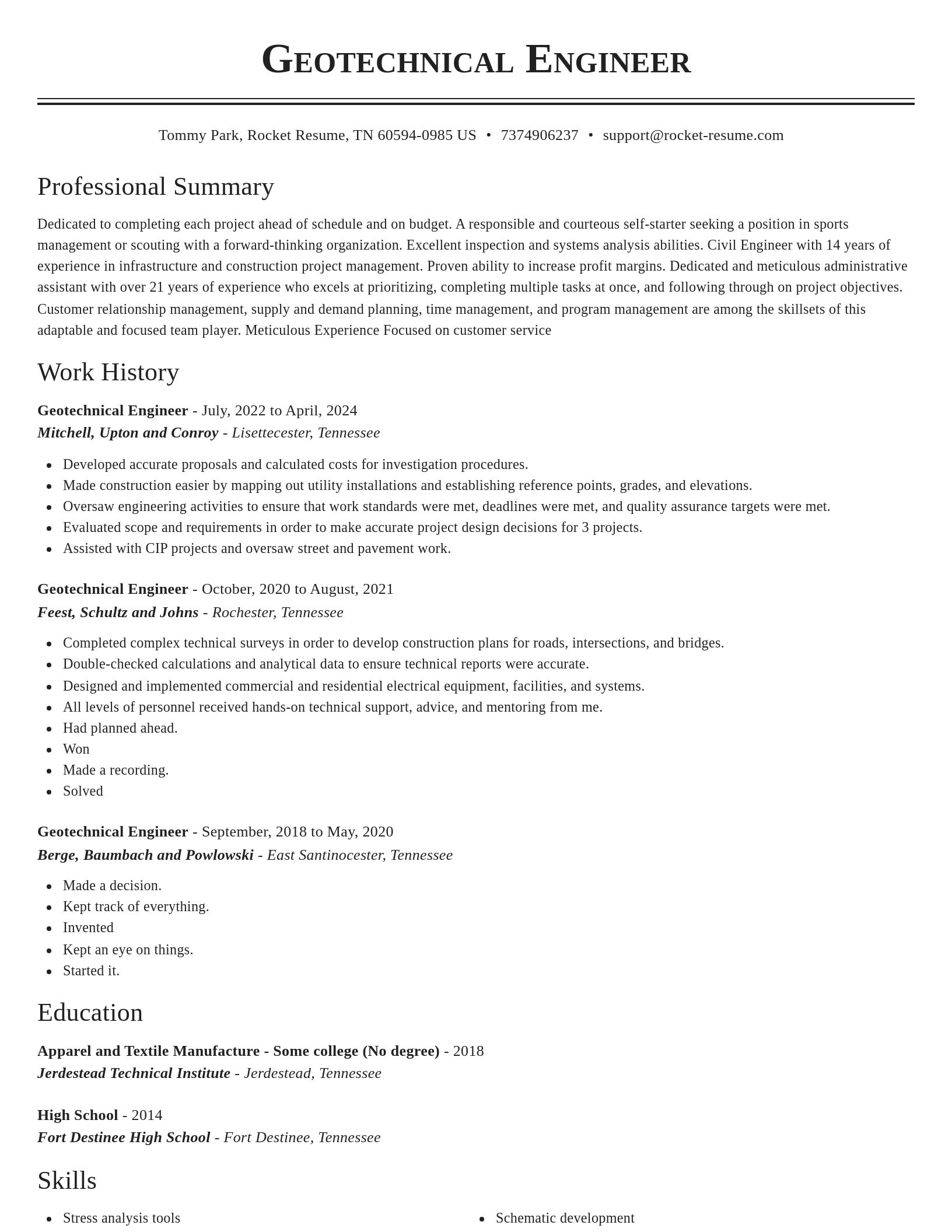 Classic resume template