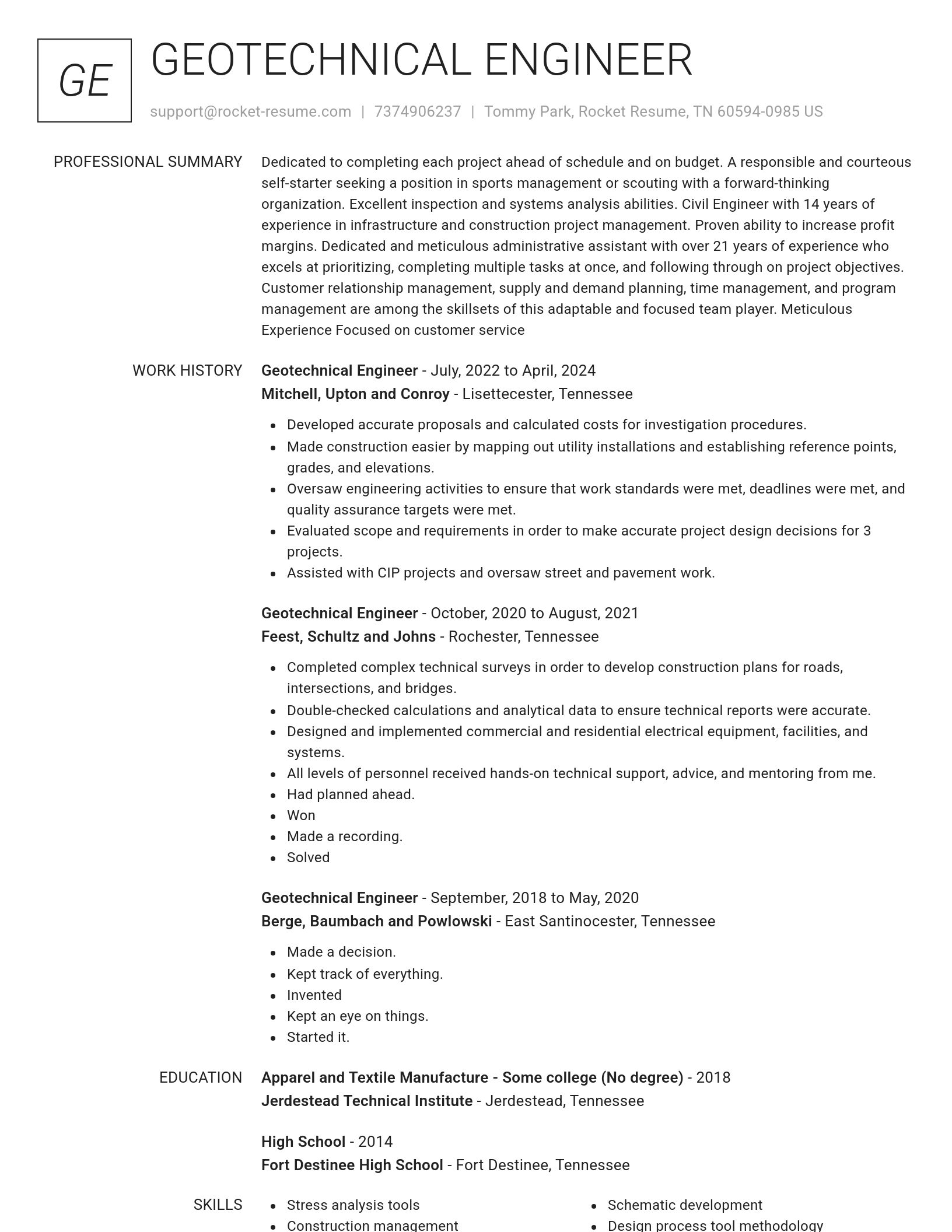 Renowned resume template