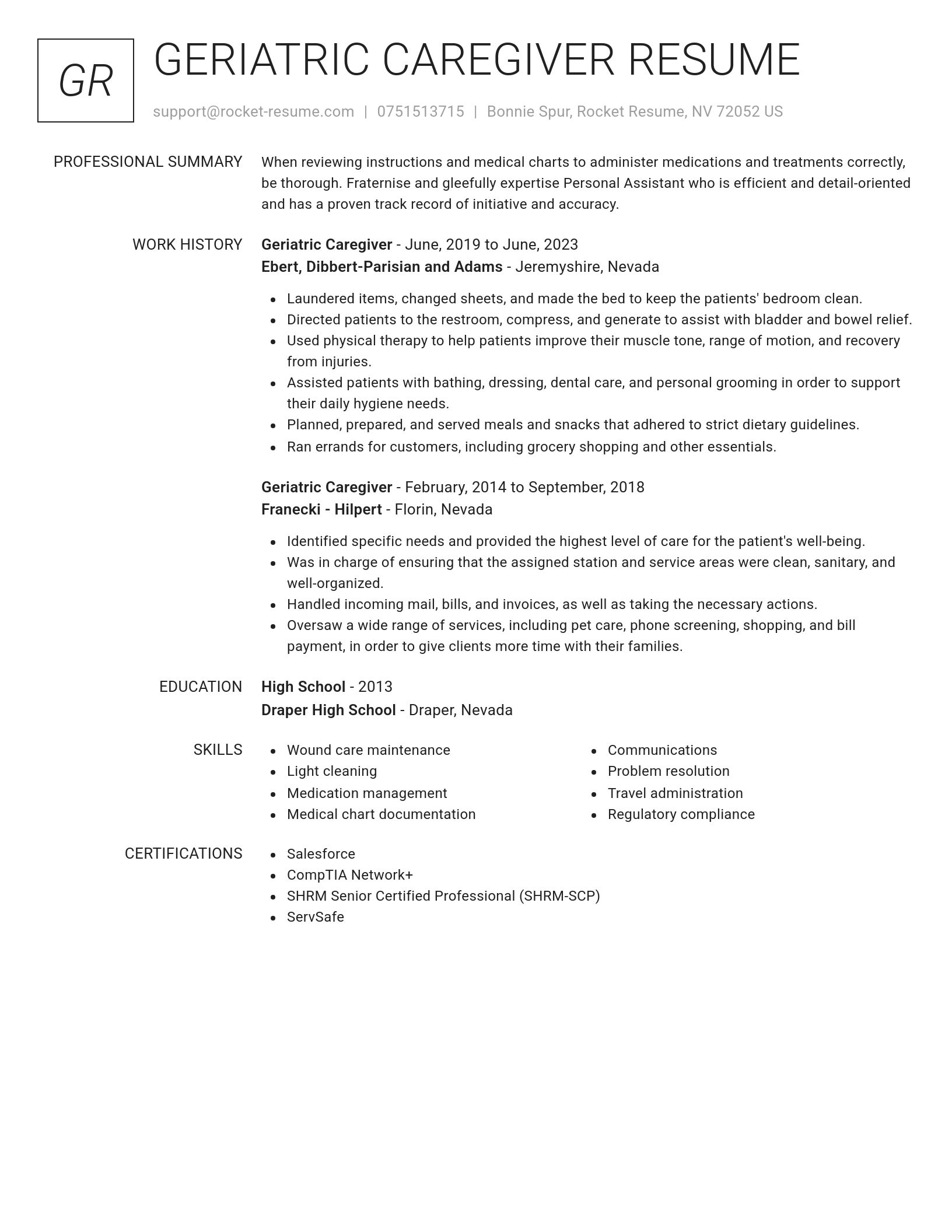 Renowned resume template