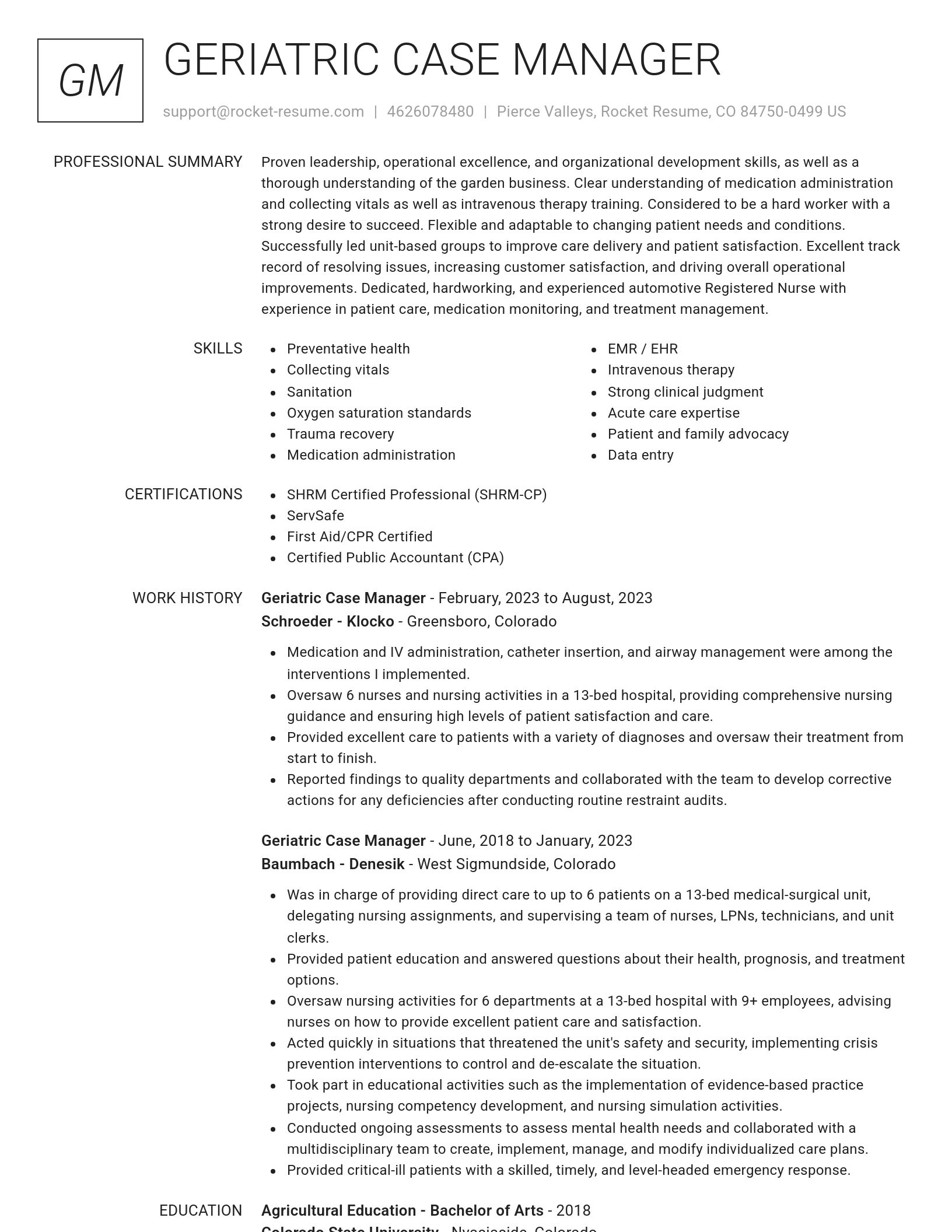 Renowned resume template