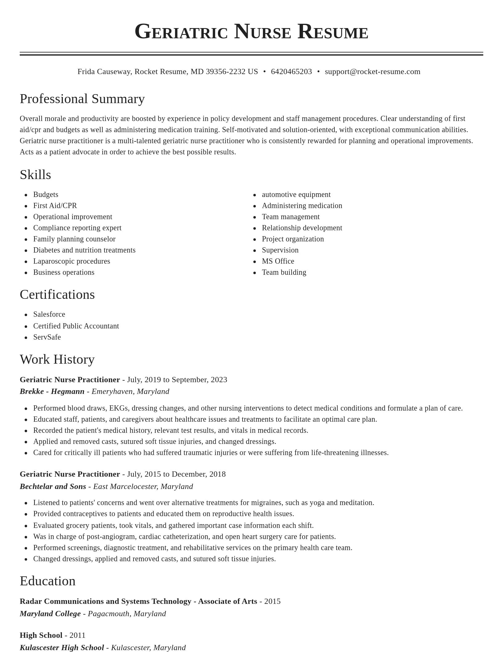 Classic resume template