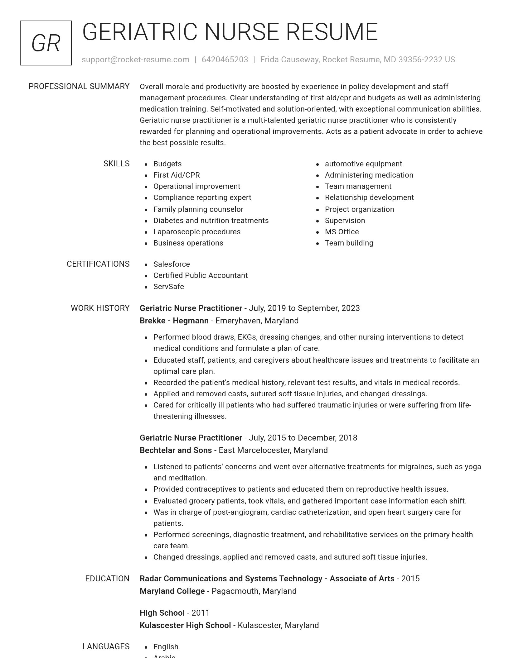 Renowned resume template