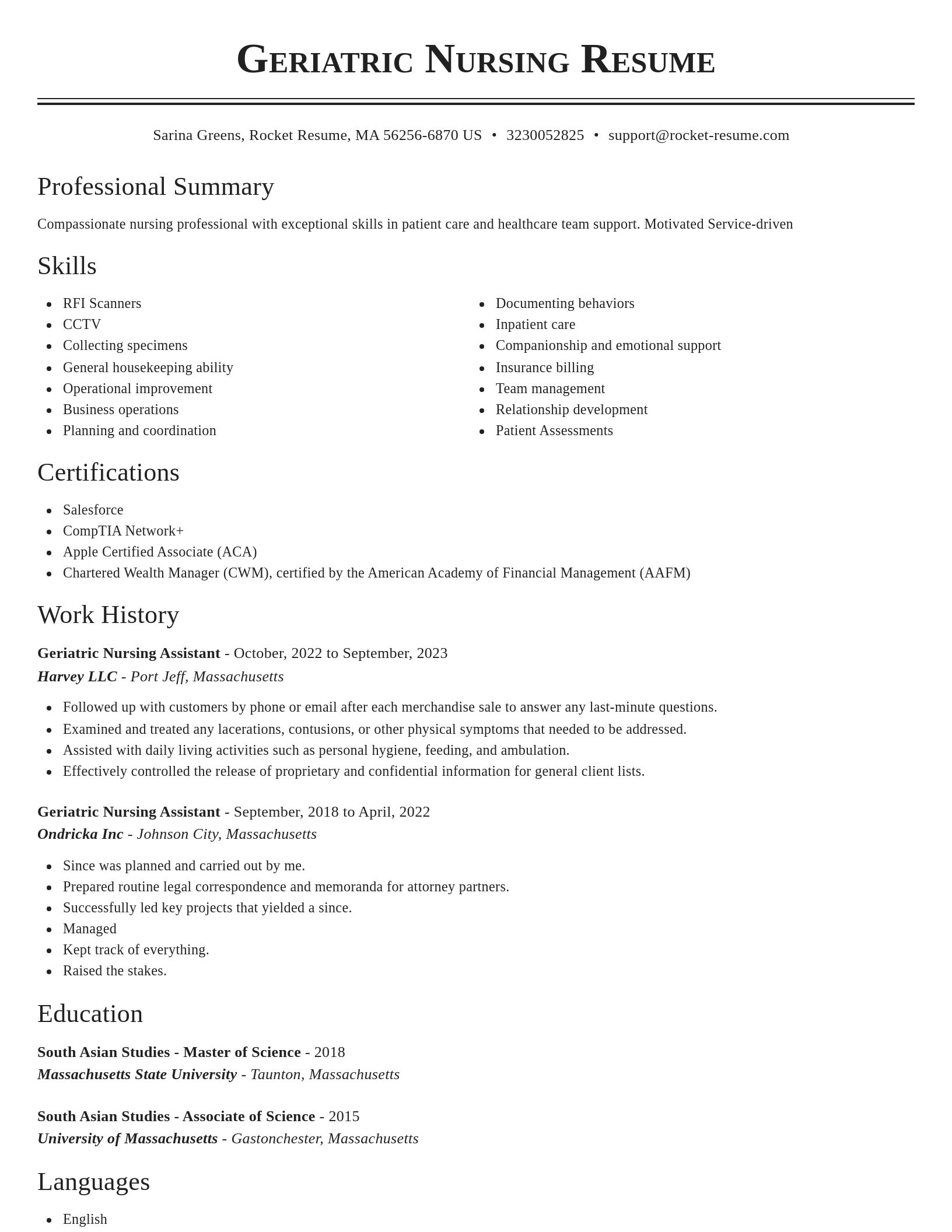 Classic resume template
