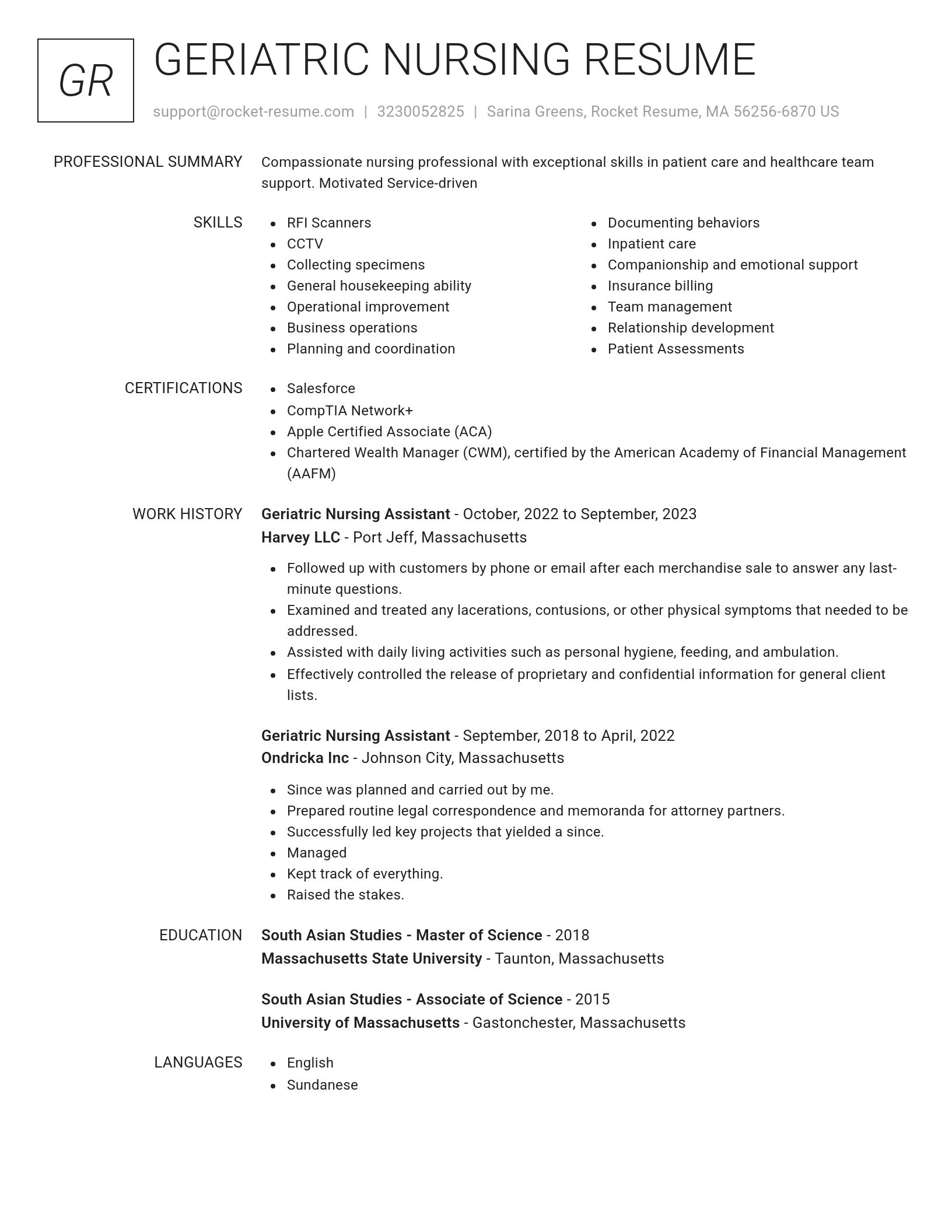 Renowned resume template