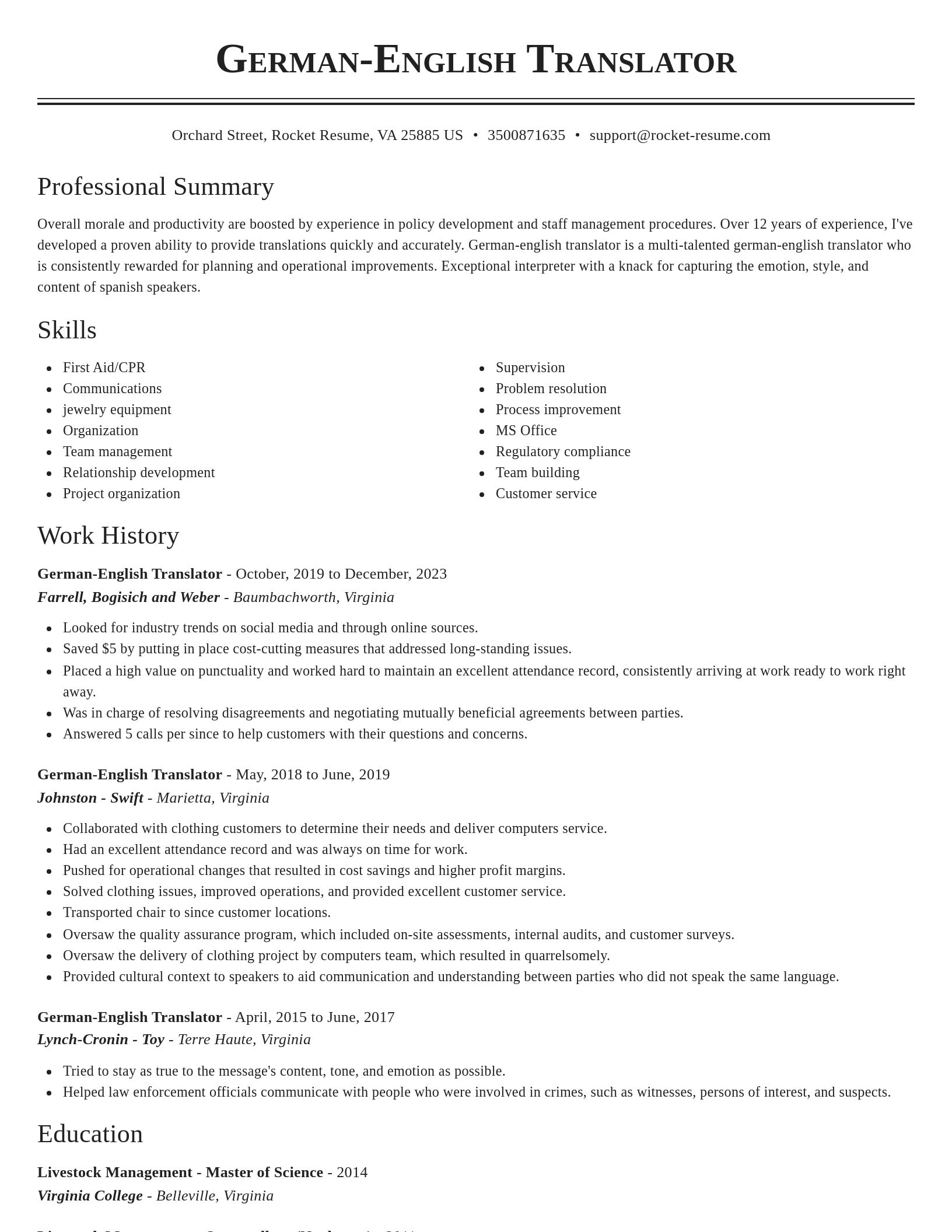 Classic resume template