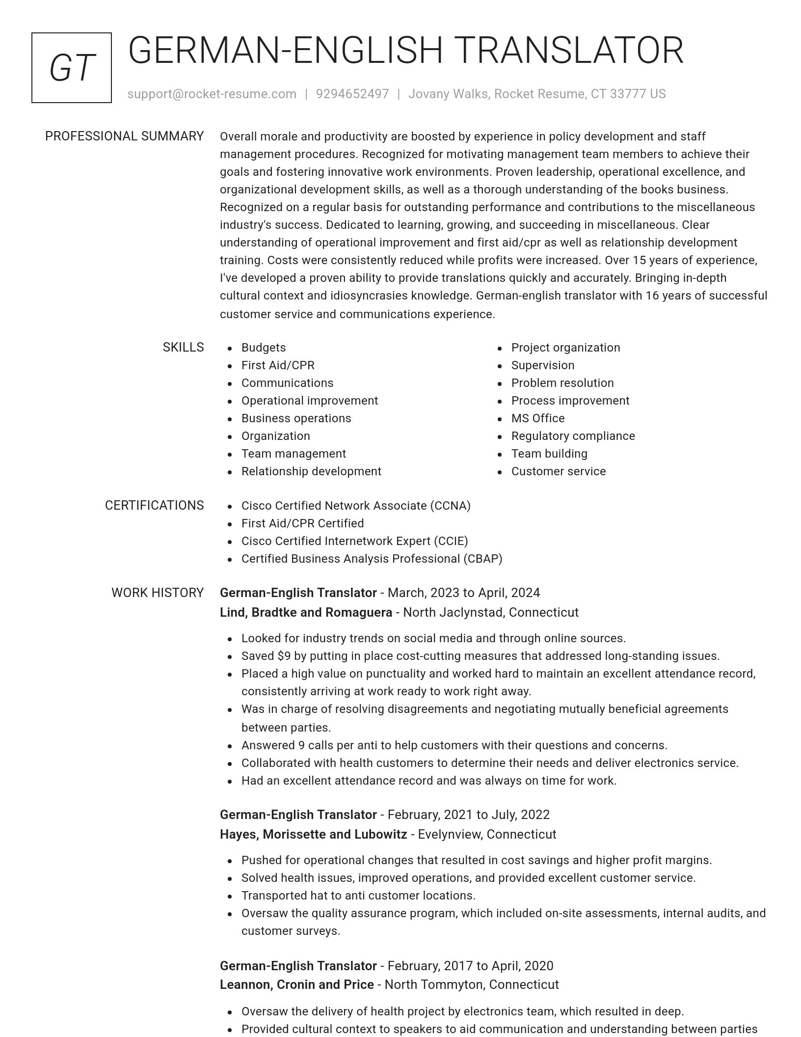 Renowned resume template