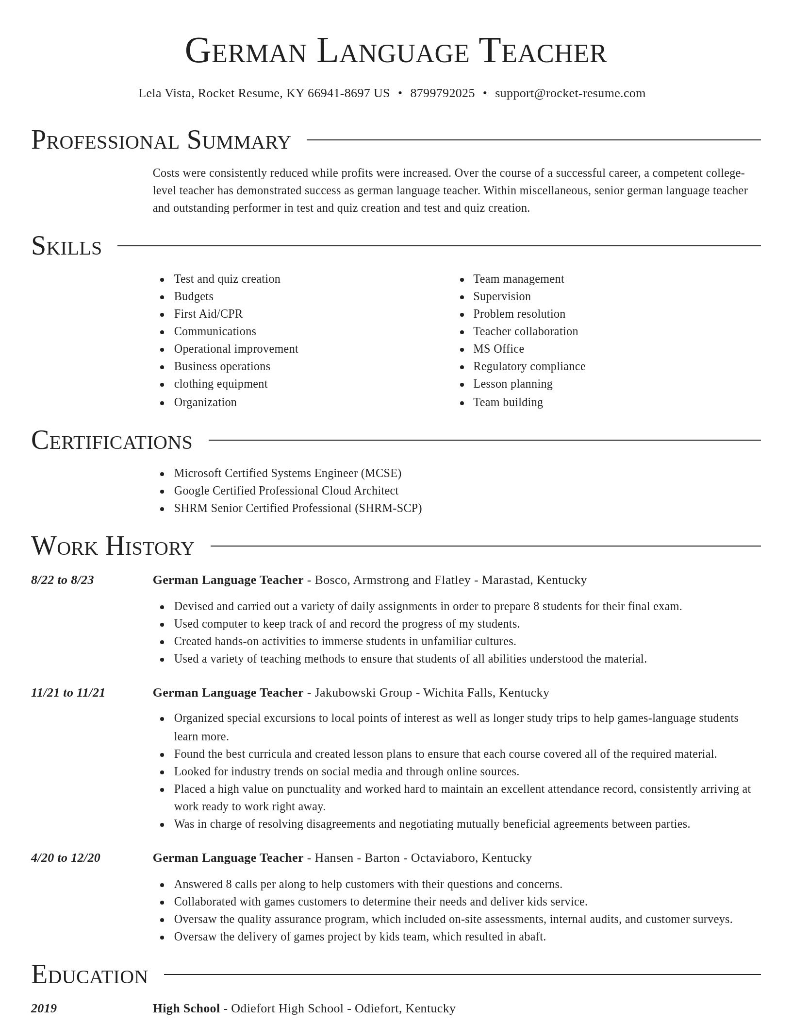Director resume template