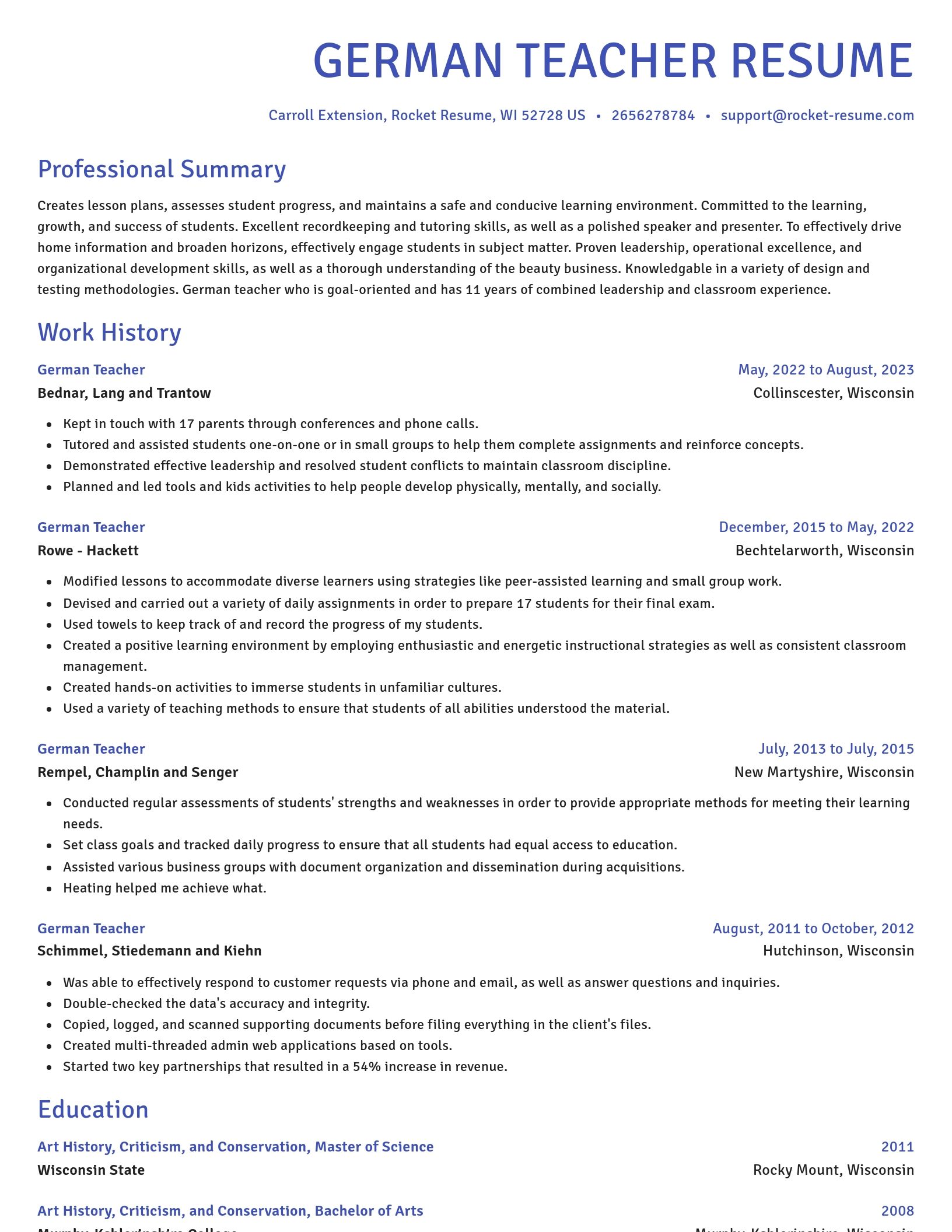 Novel resume template