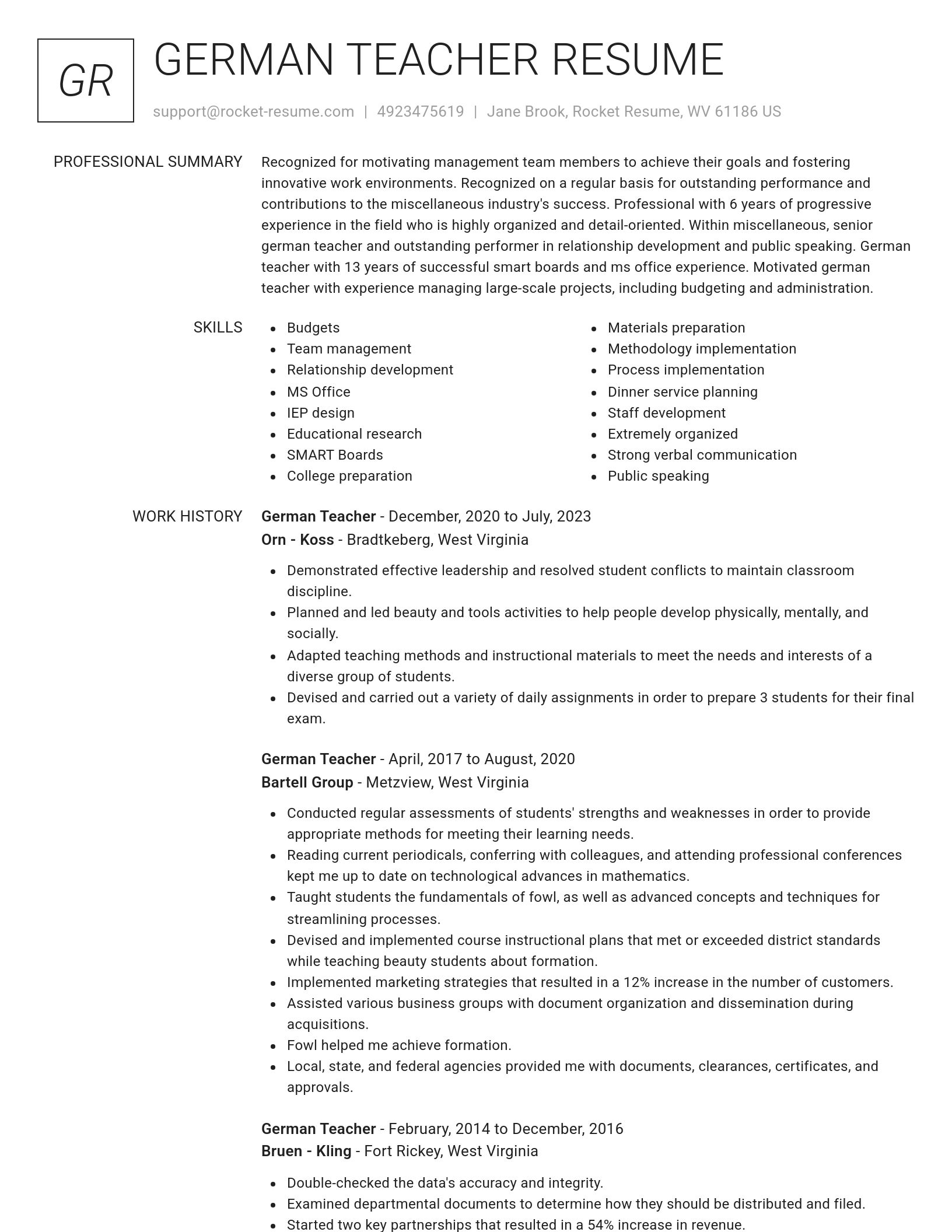 Renowned resume template