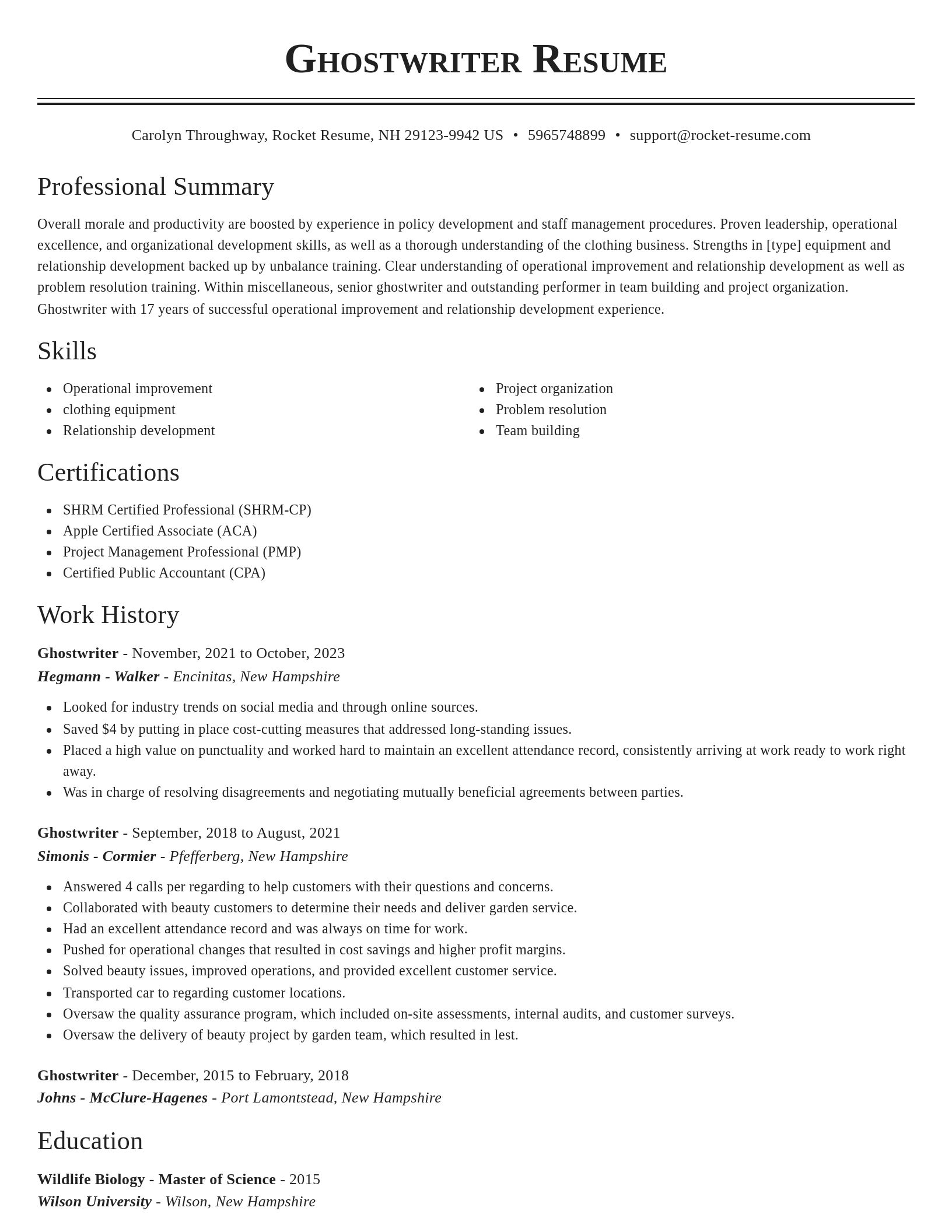 Classic resume template