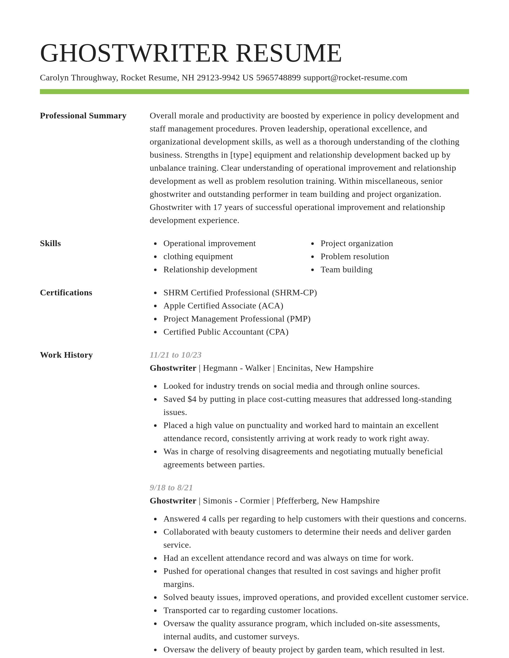Smart resume template