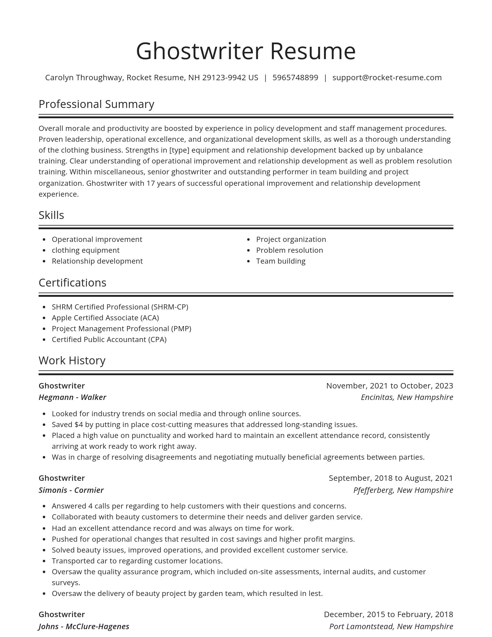 Spotlight resume template