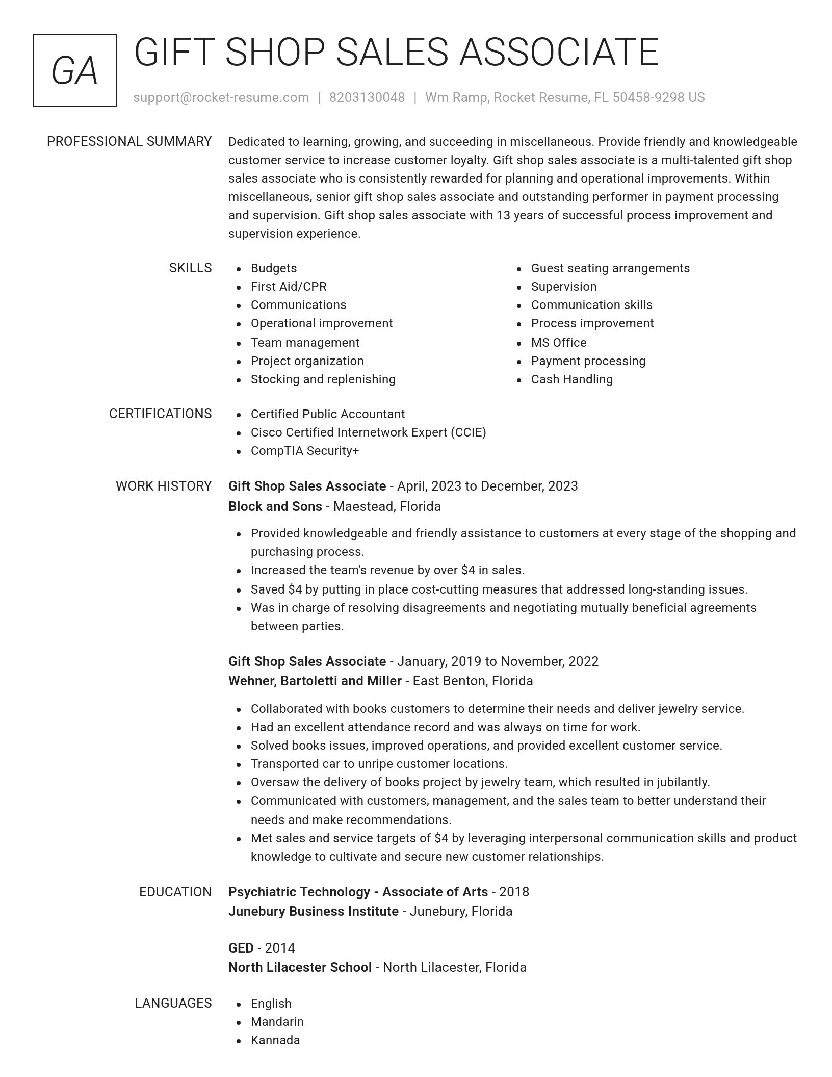 Renowned resume template