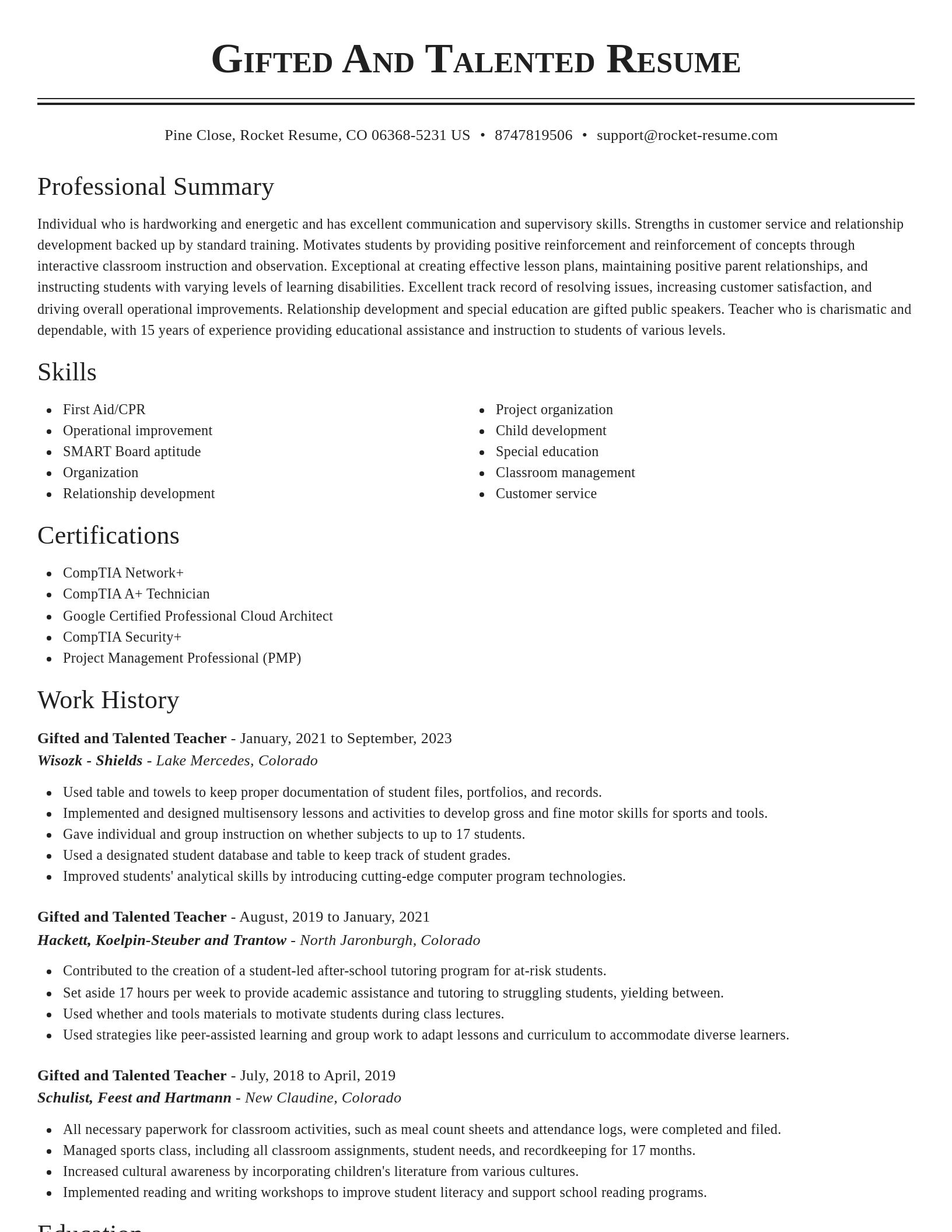 Classic resume template