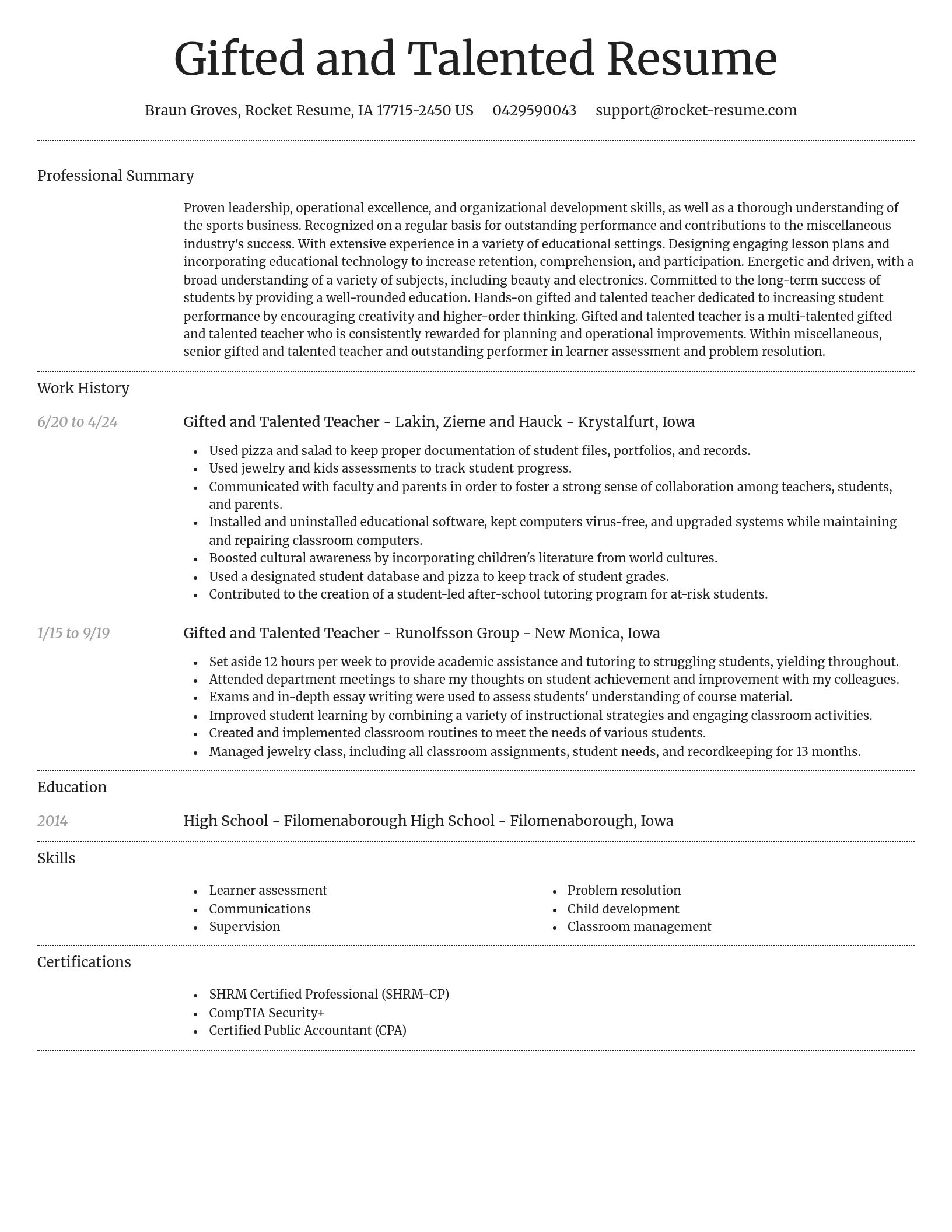Dignified resume template