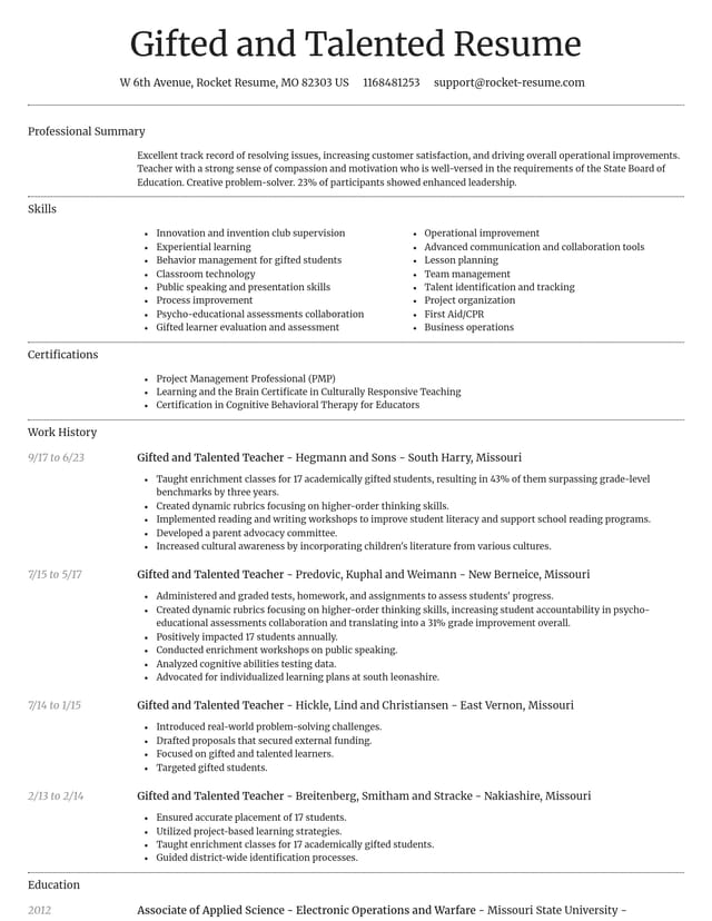 Dignified resume template