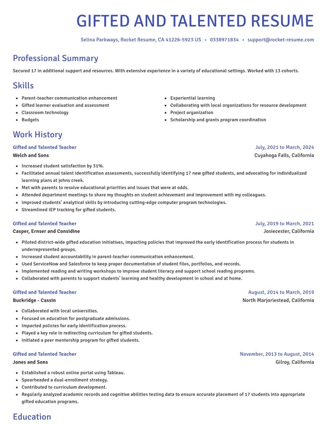 Novel resume template