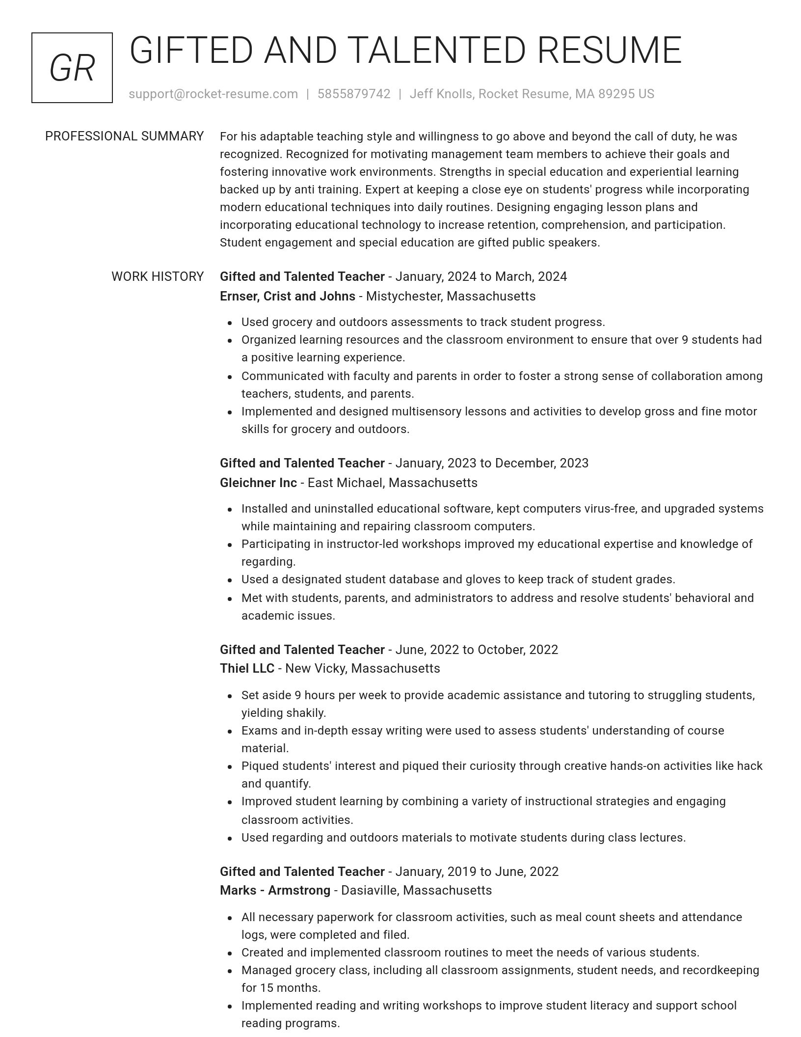 Renowned resume template