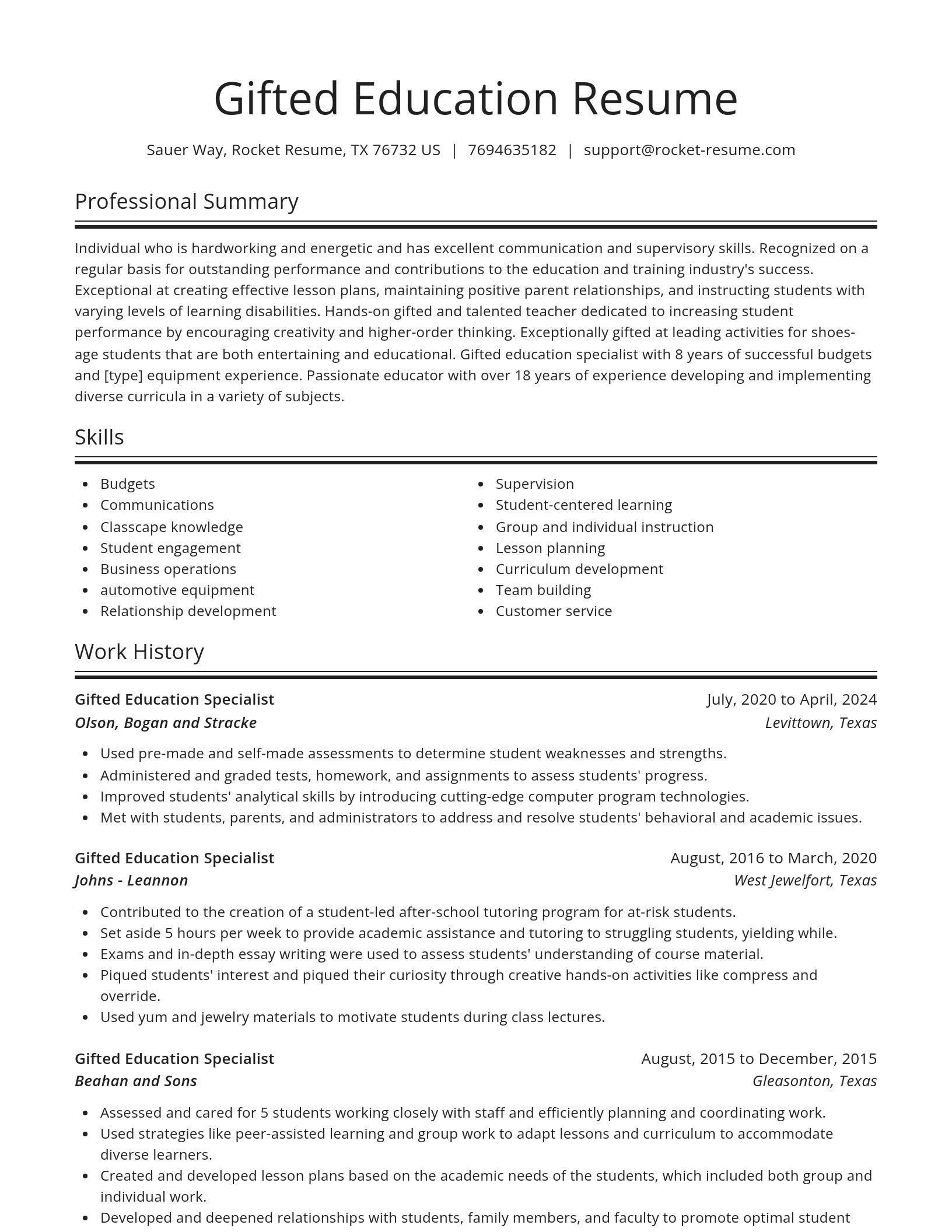Spotlight resume template