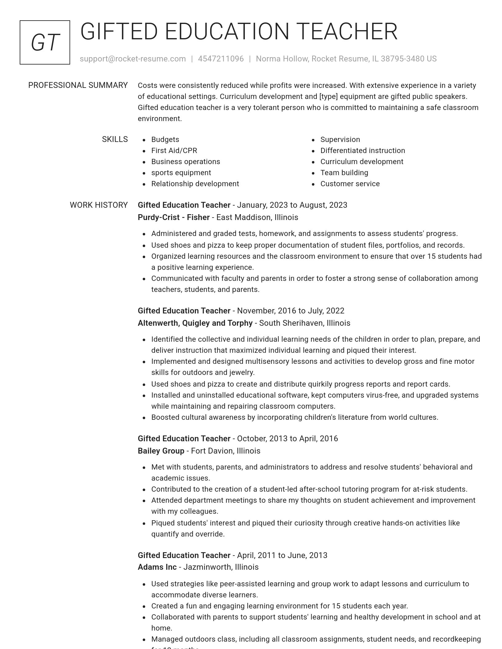 Renowned resume template