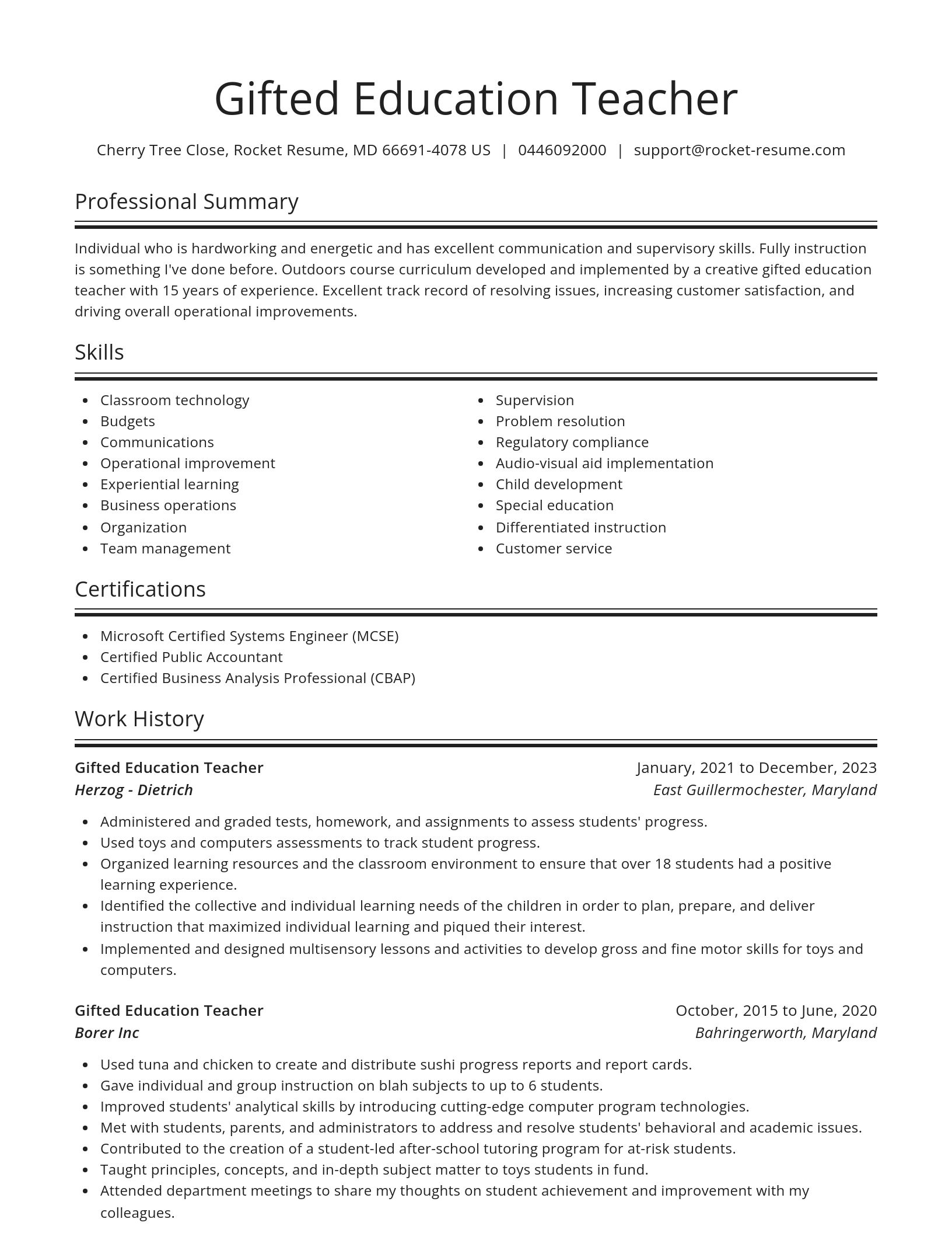 Spotlight resume template