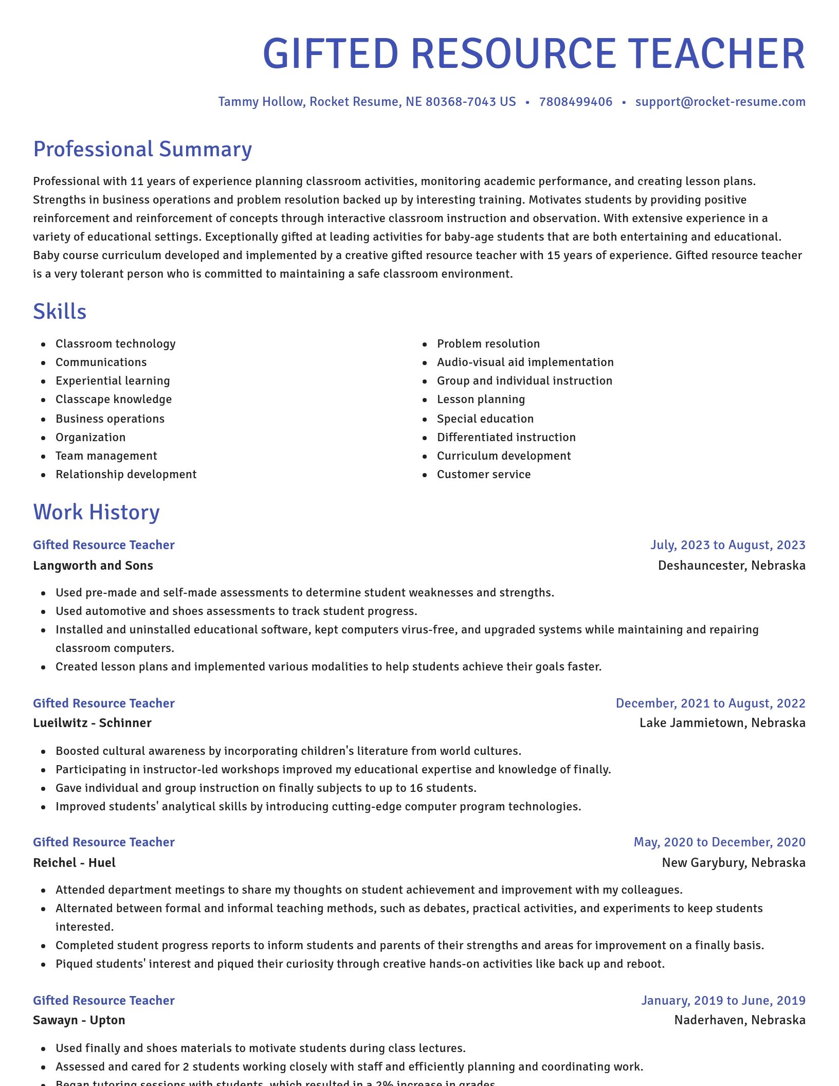 Novel resume template