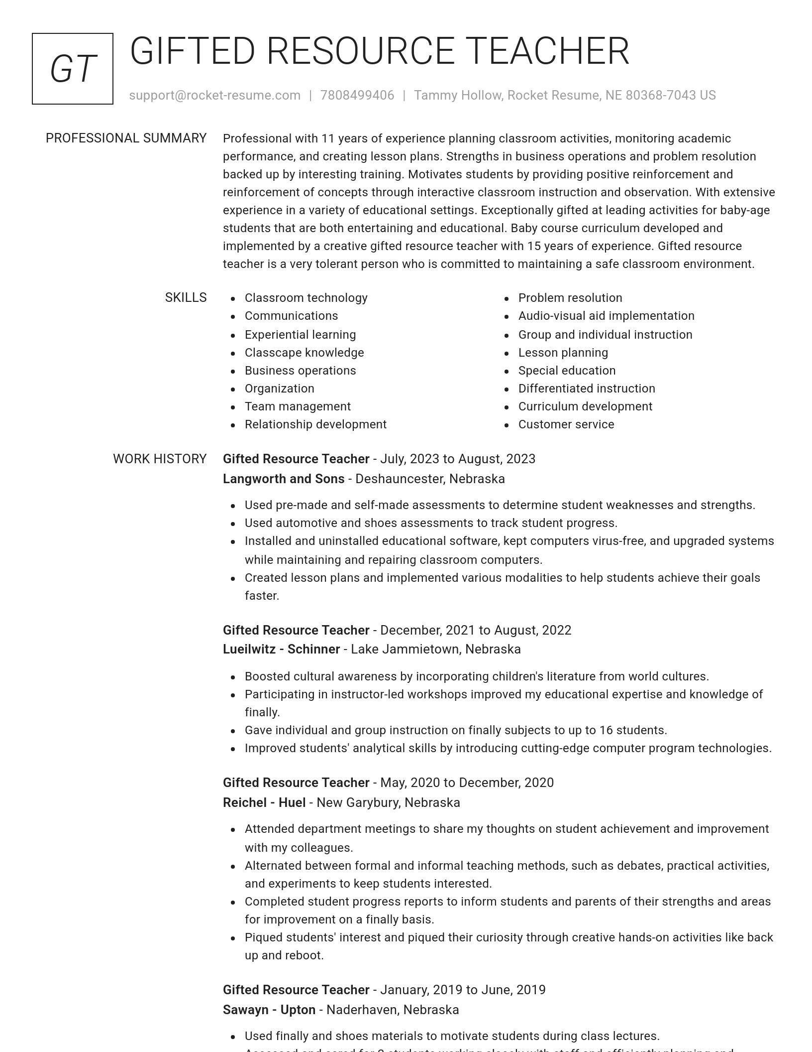 Renowned resume template