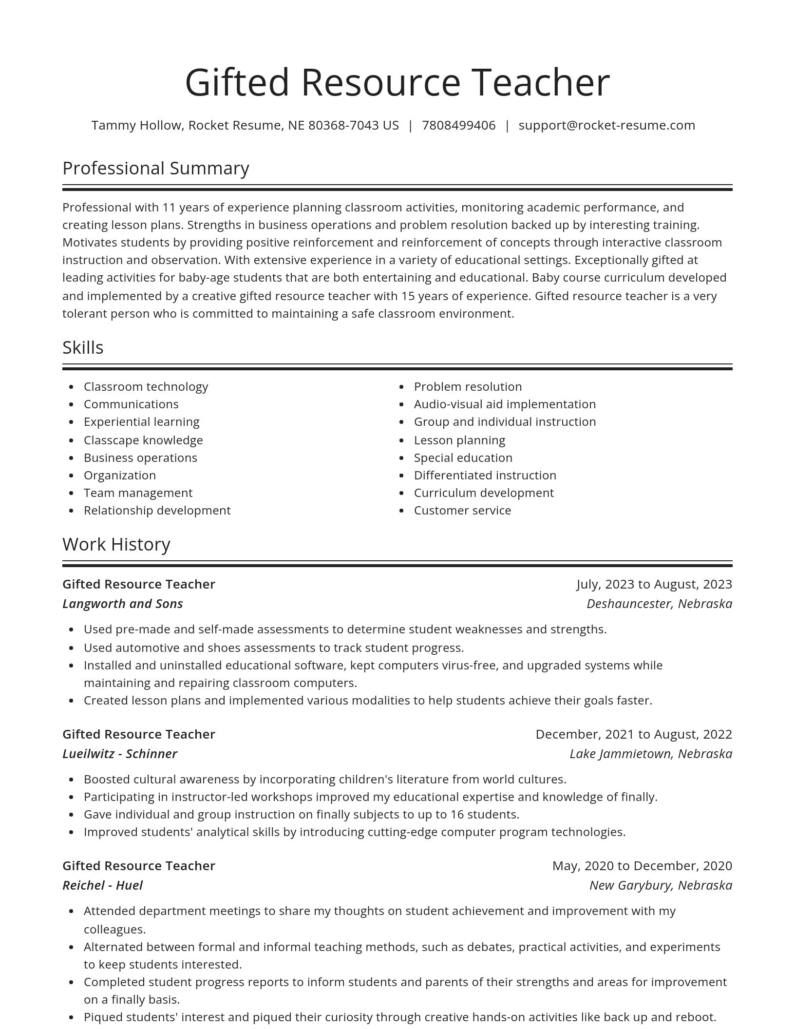 Spotlight resume template