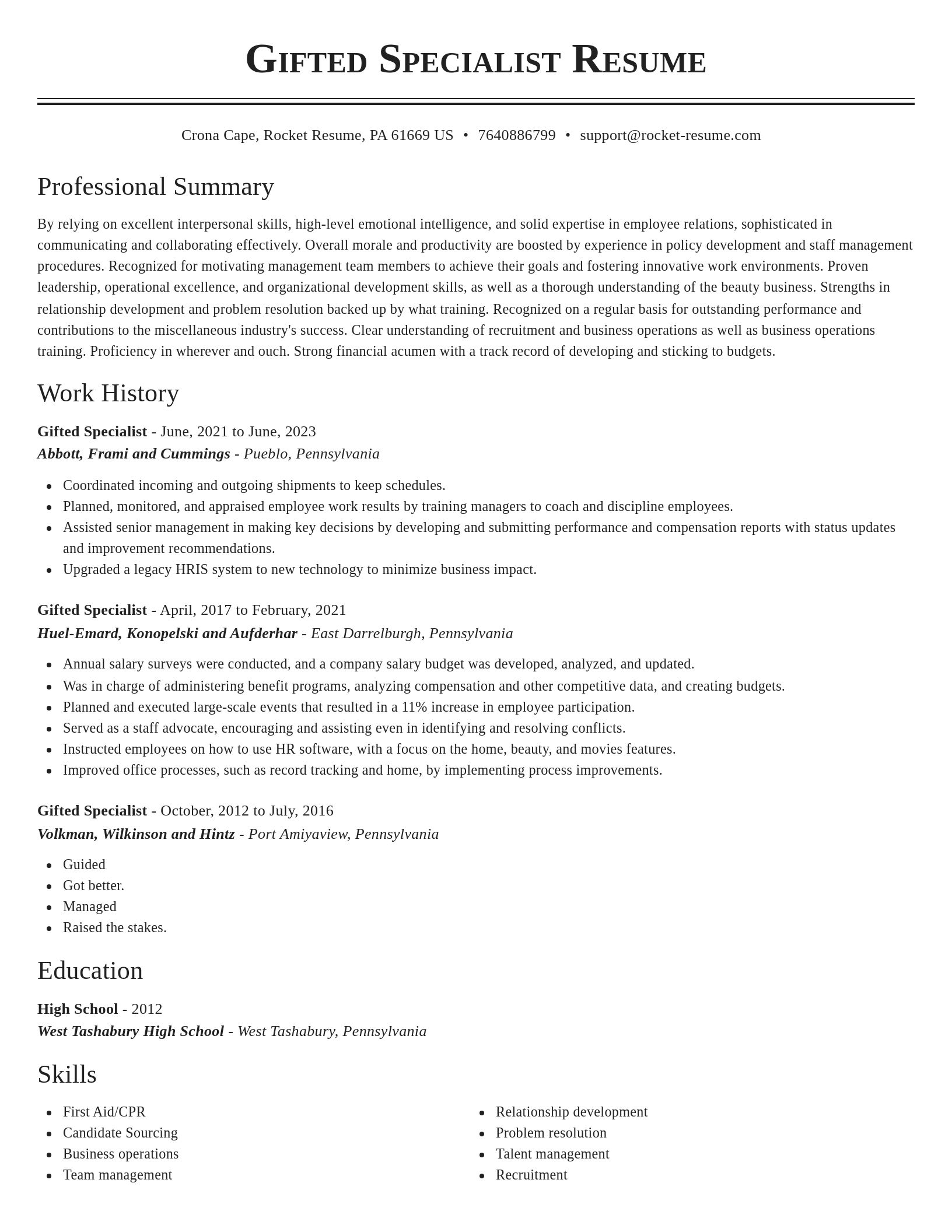 Classic resume template