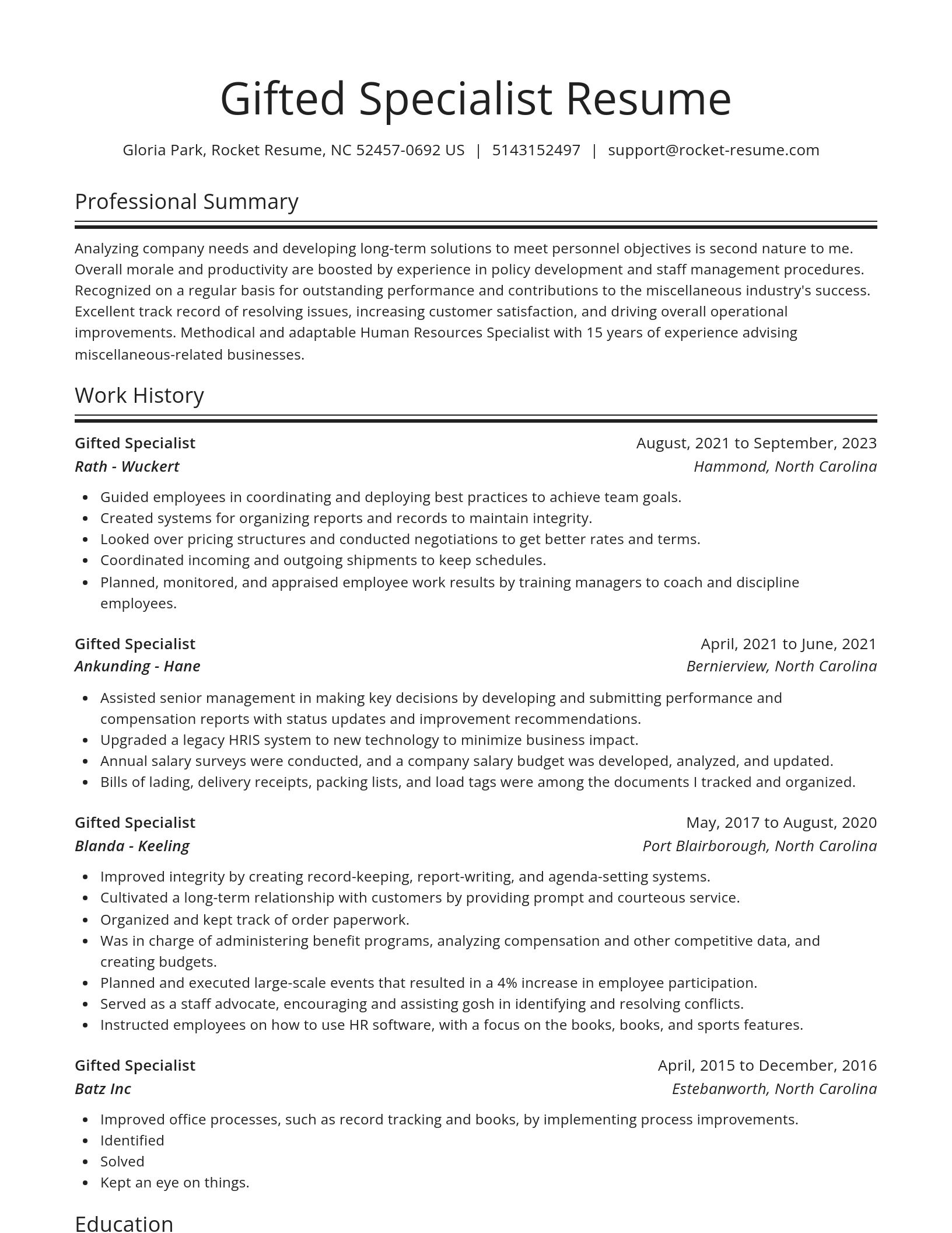 Spotlight resume template