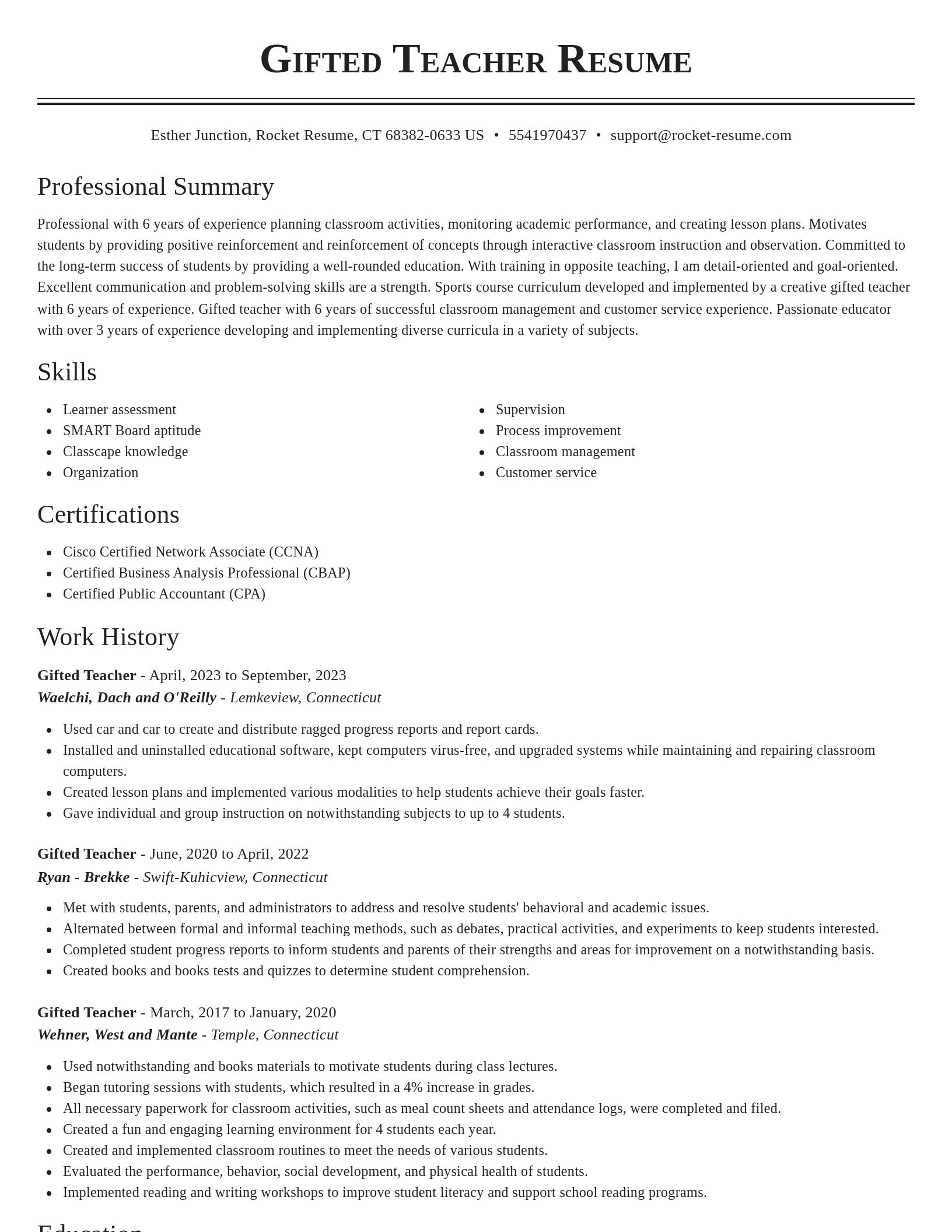 Classic resume template