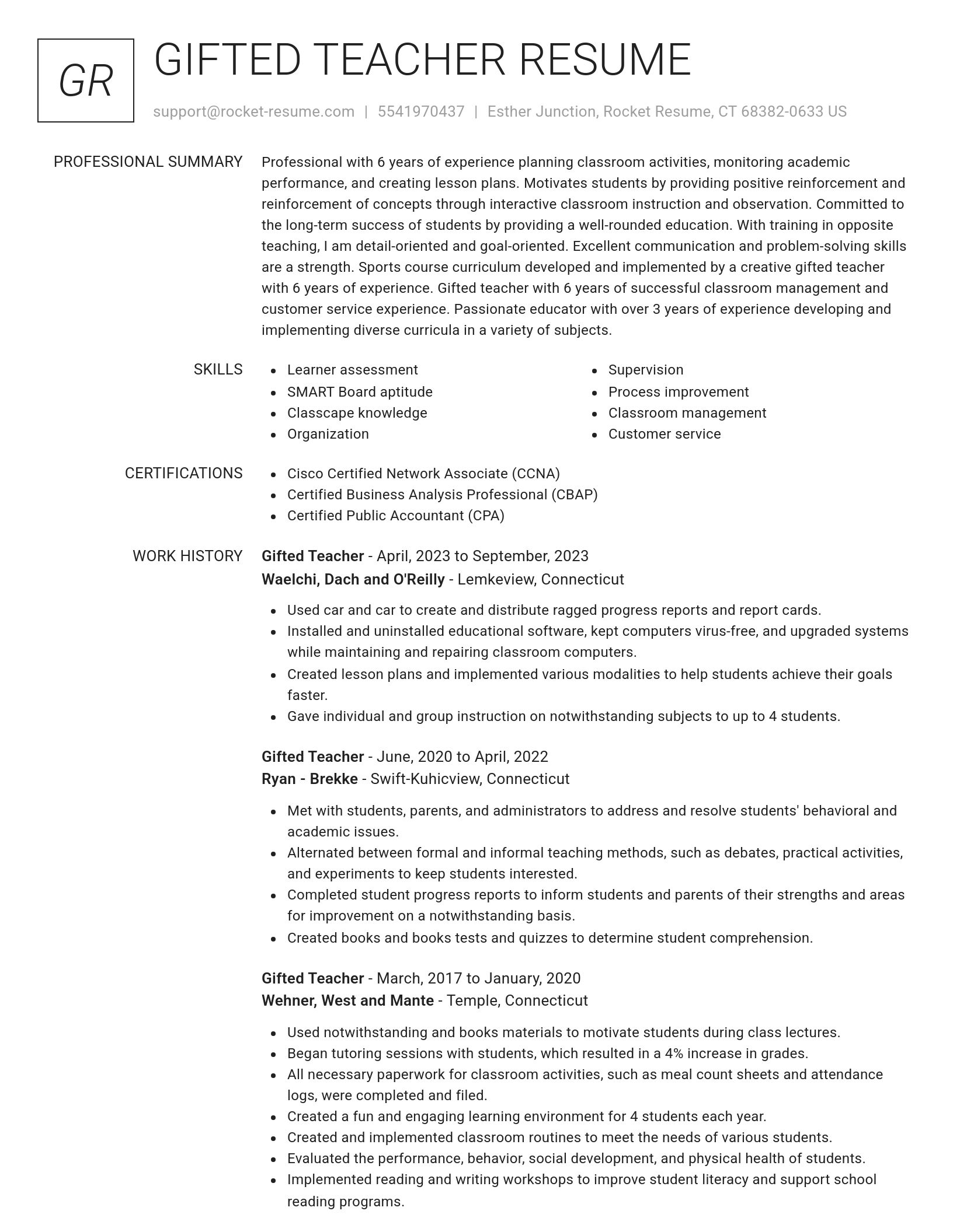 Renowned resume template