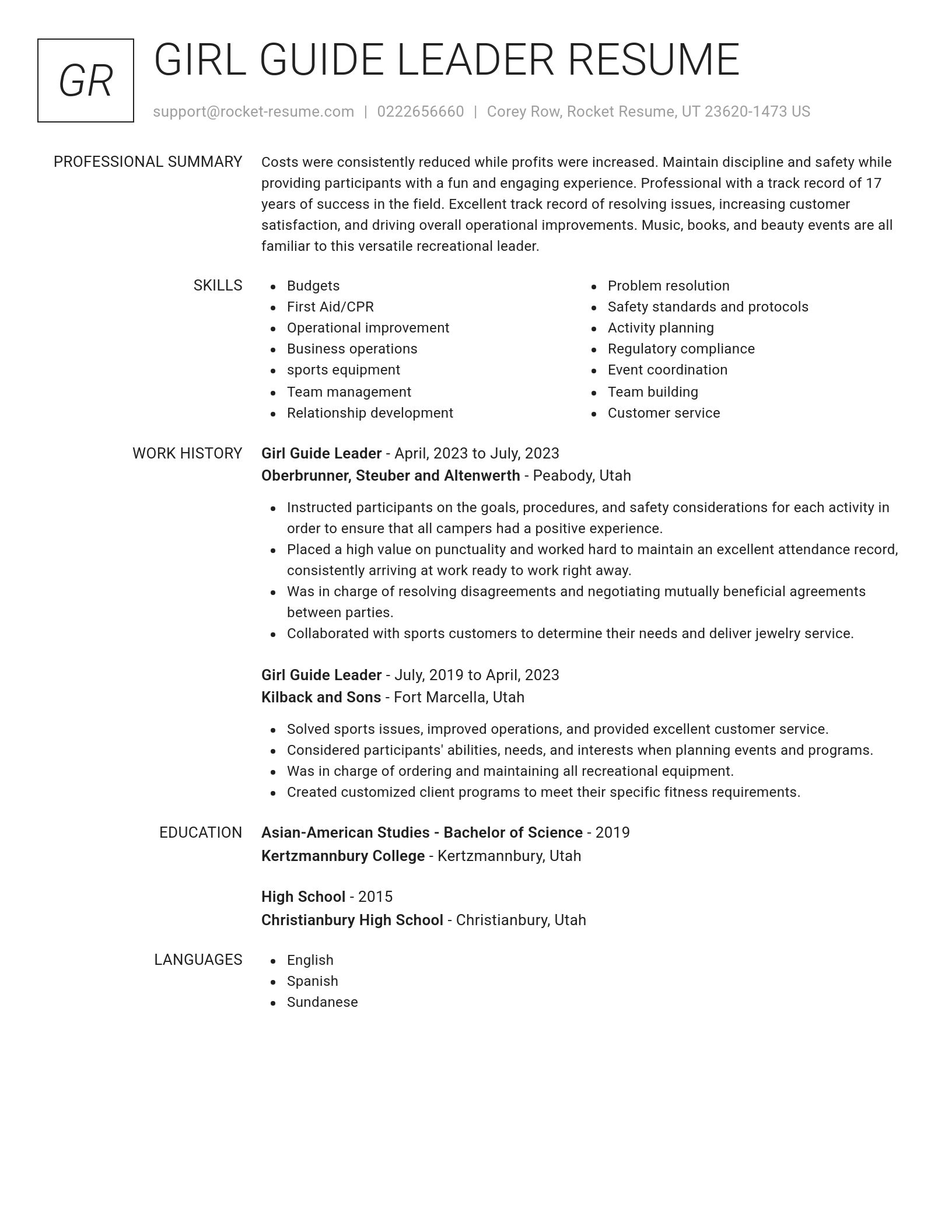 Renowned resume template