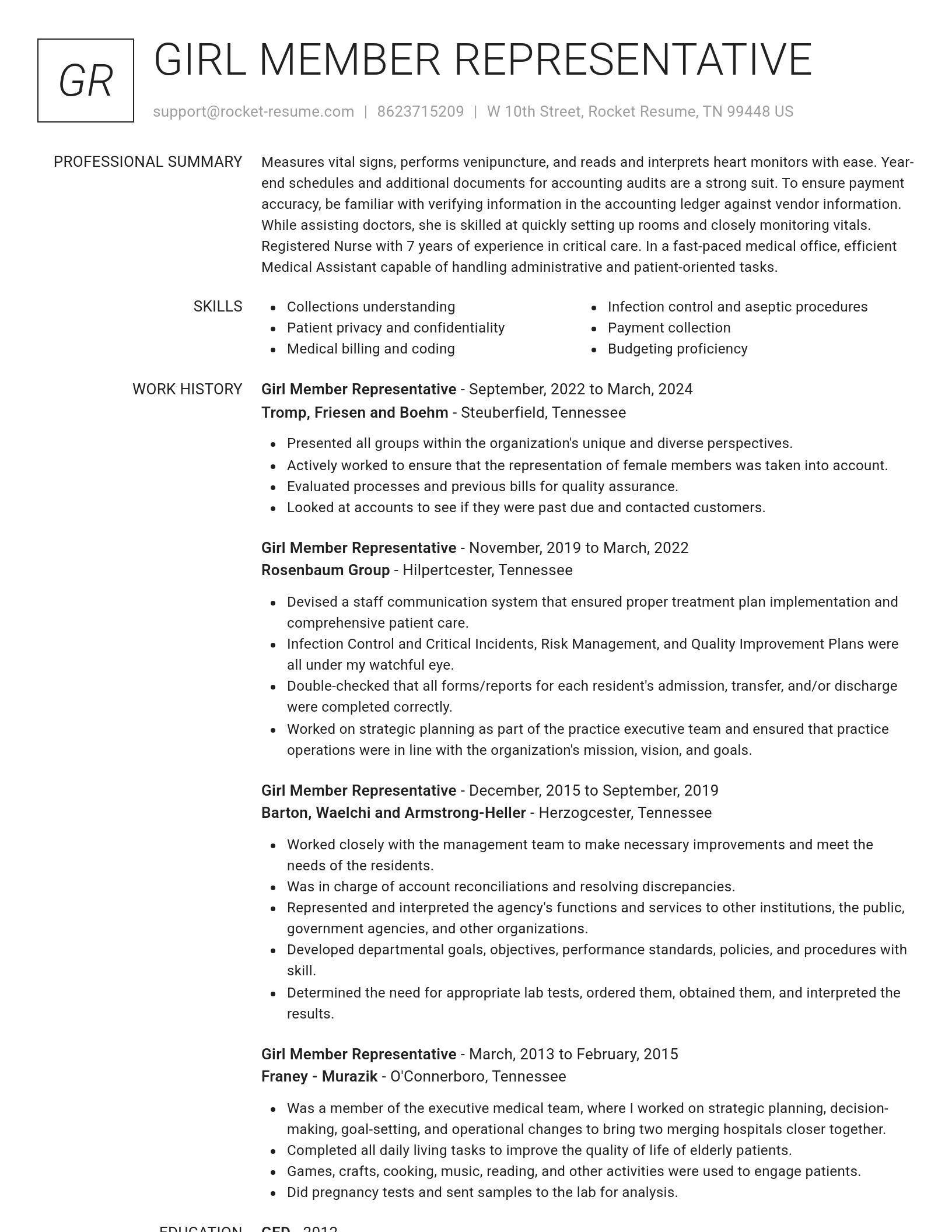Renowned resume template