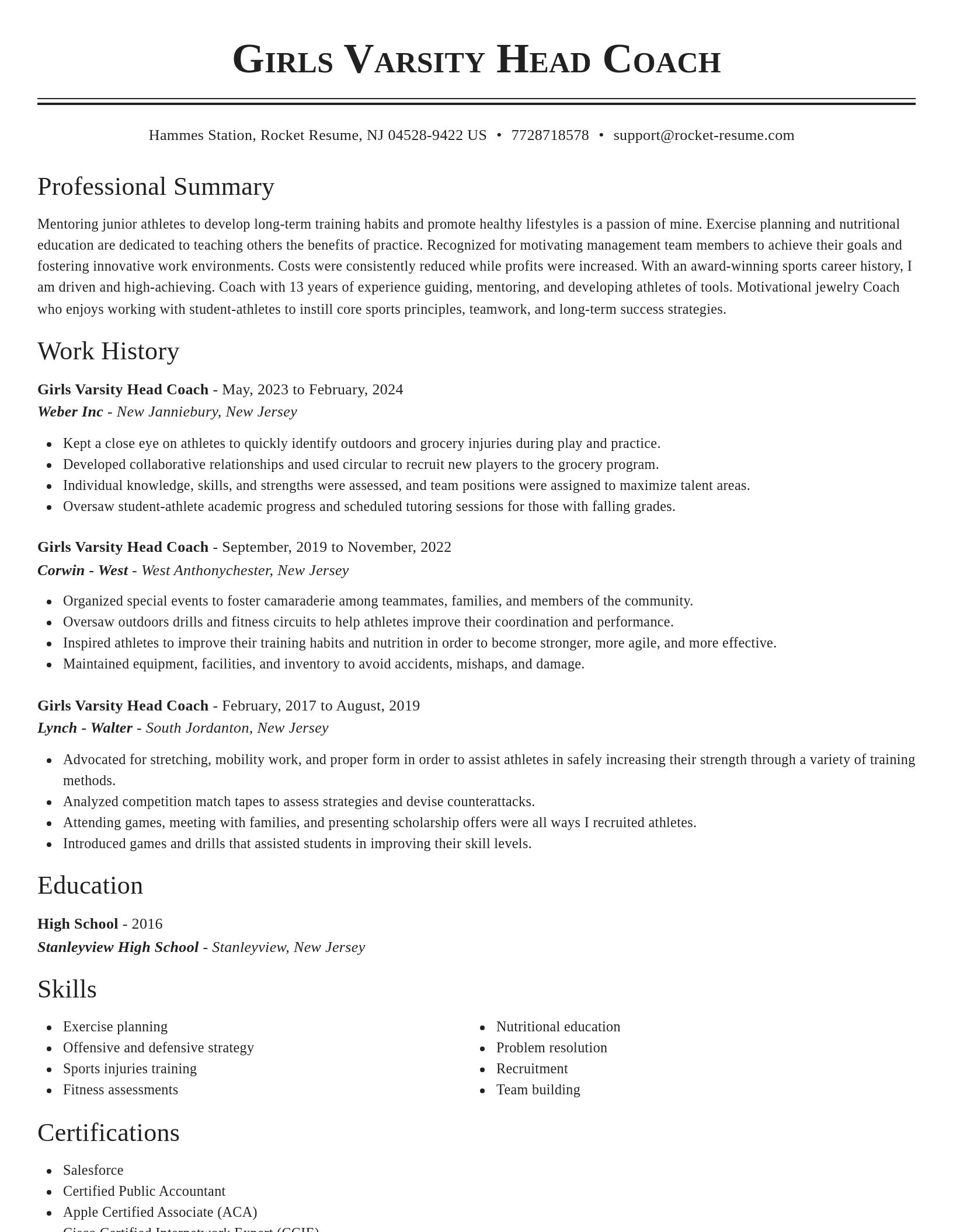 Classic resume template