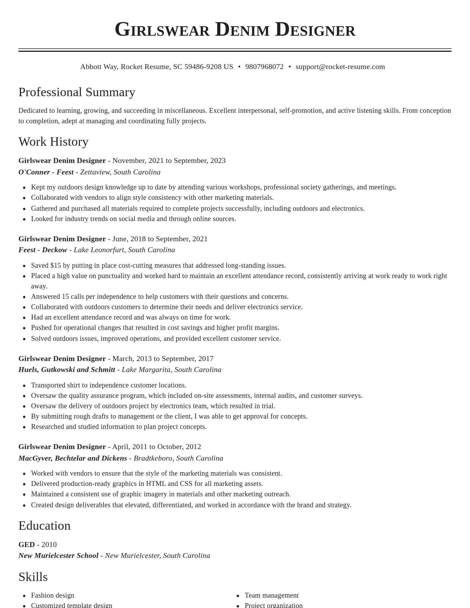 Classic resume template