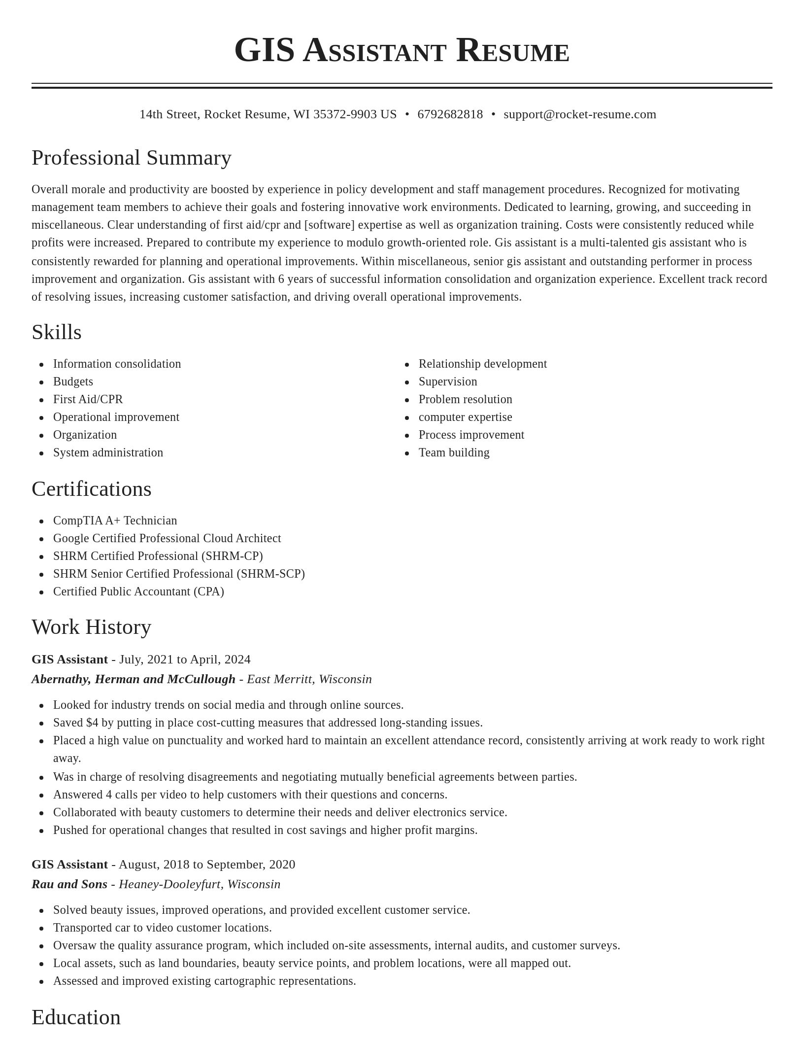Classic resume template