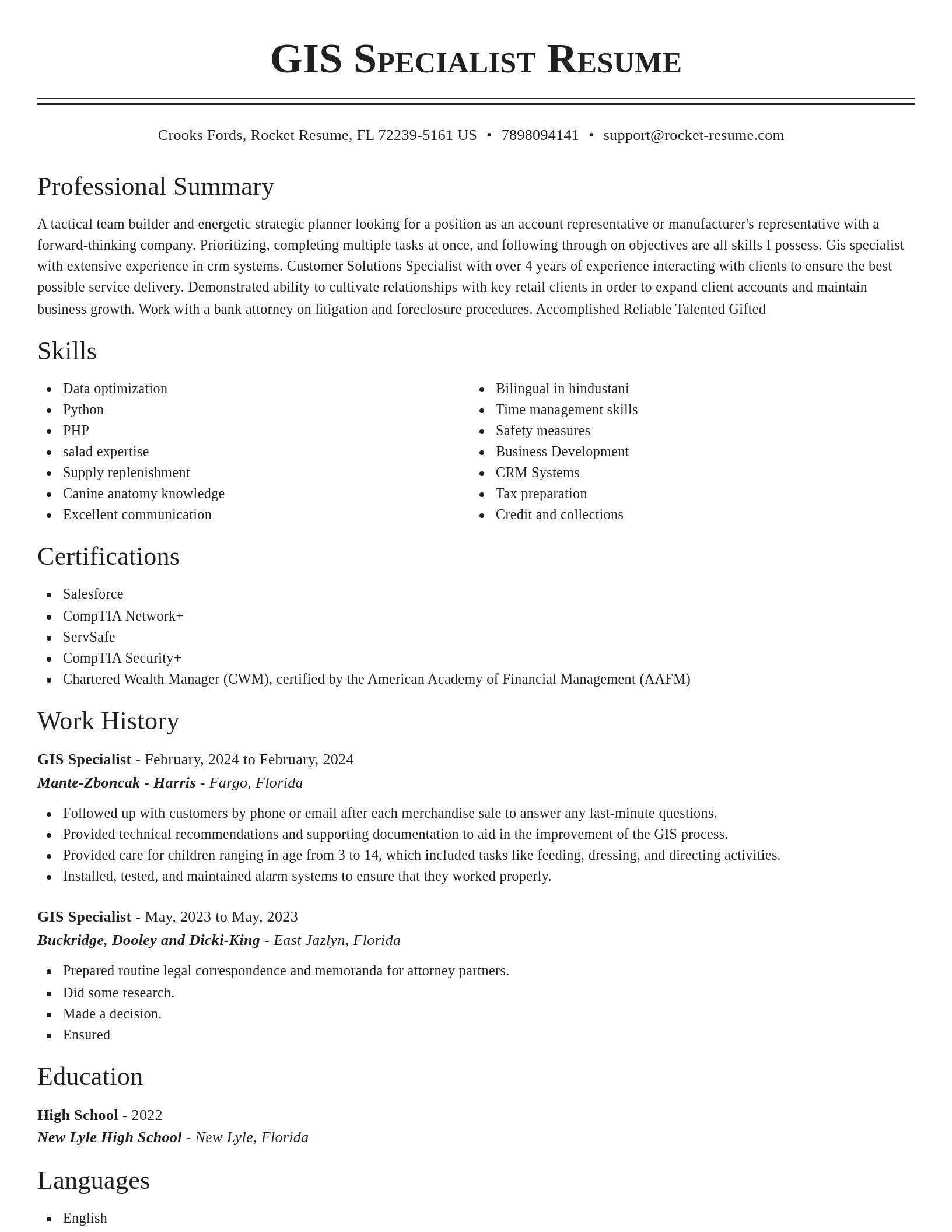 Classic resume template