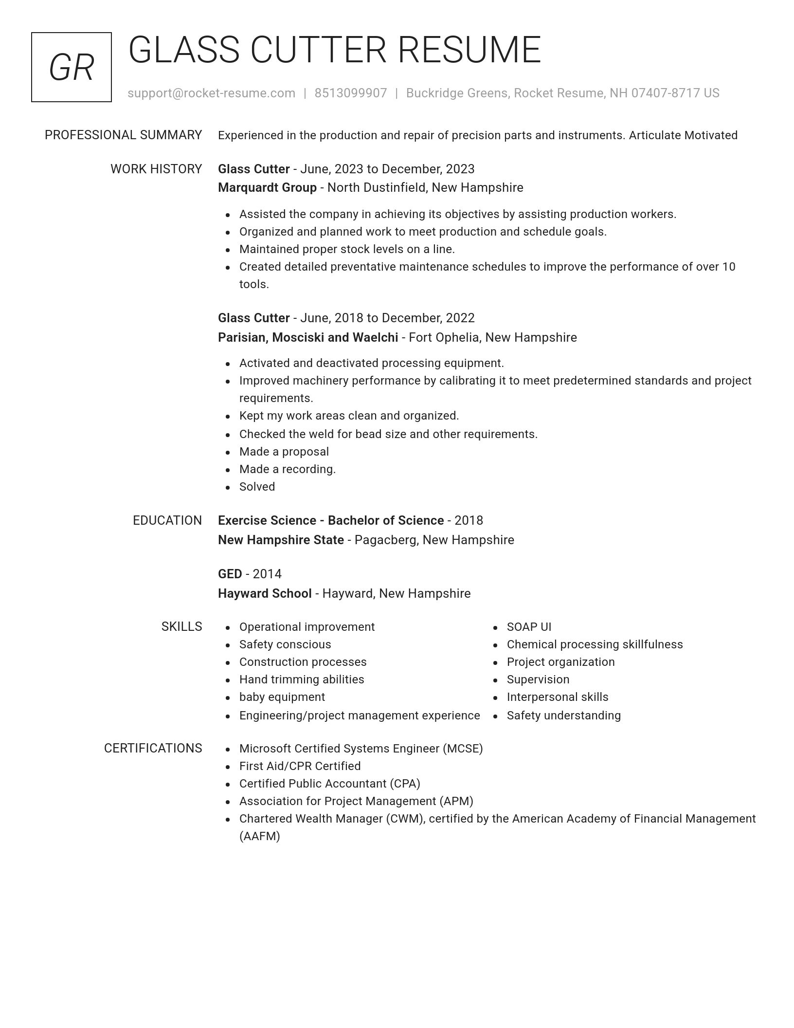 Renowned resume template