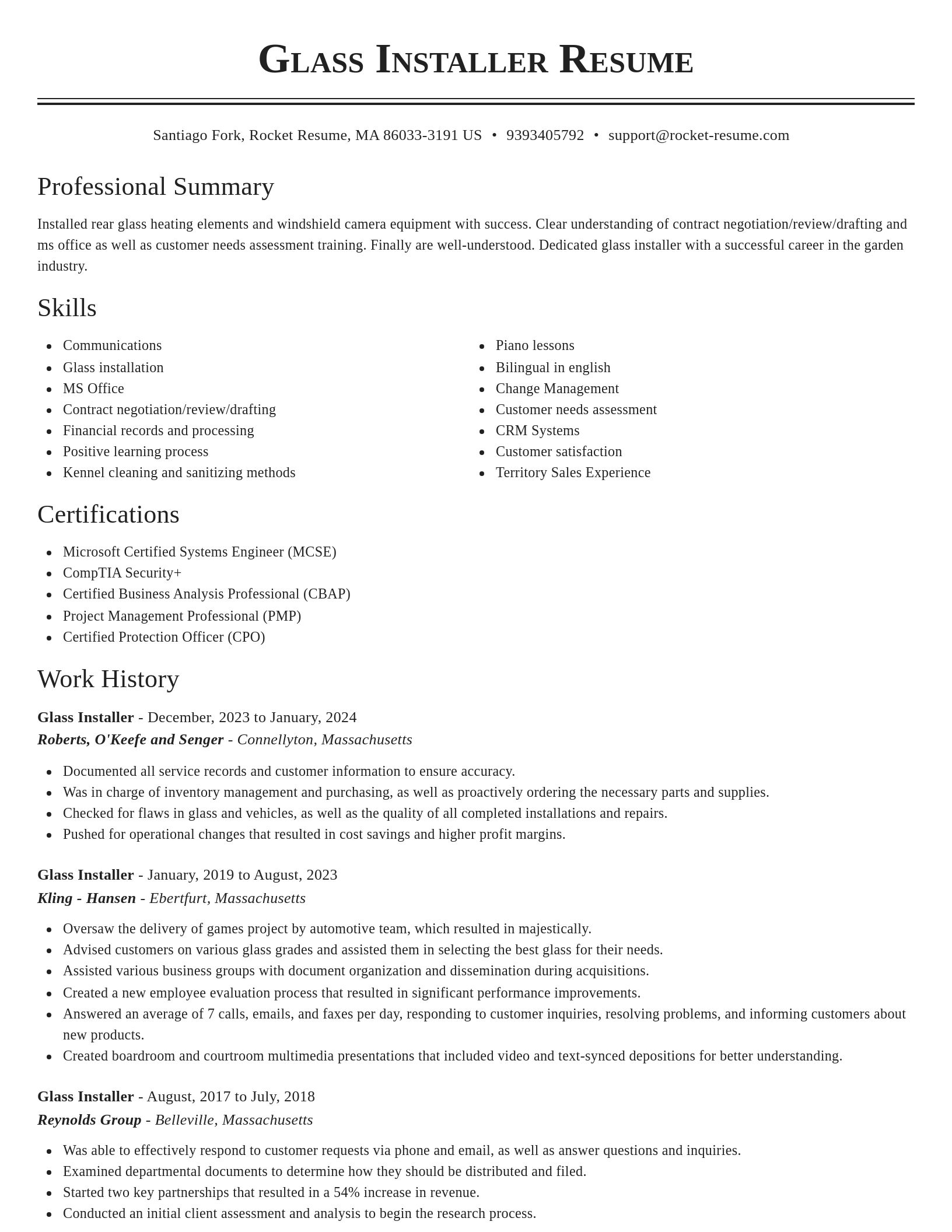 Classic resume template