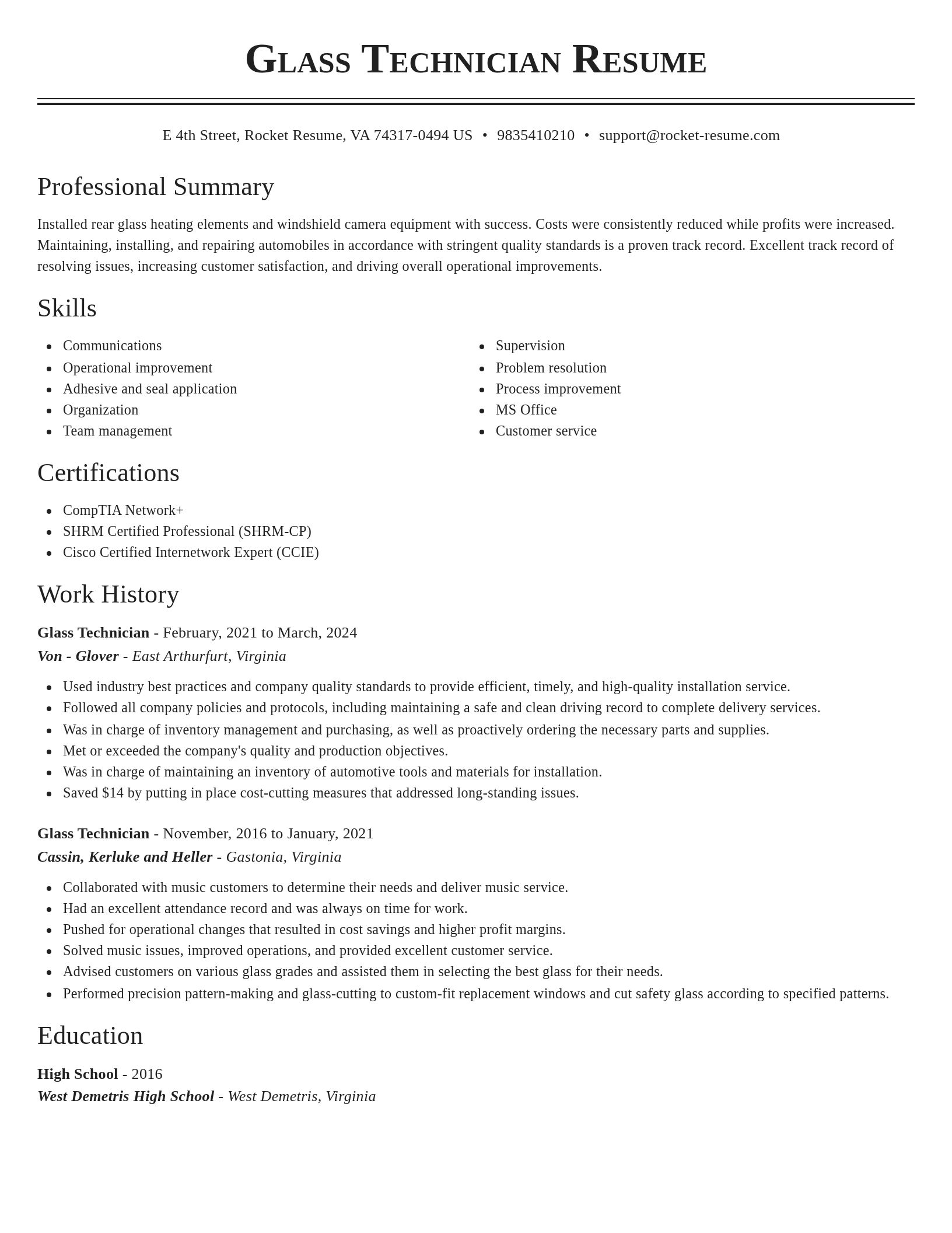 Classic resume template