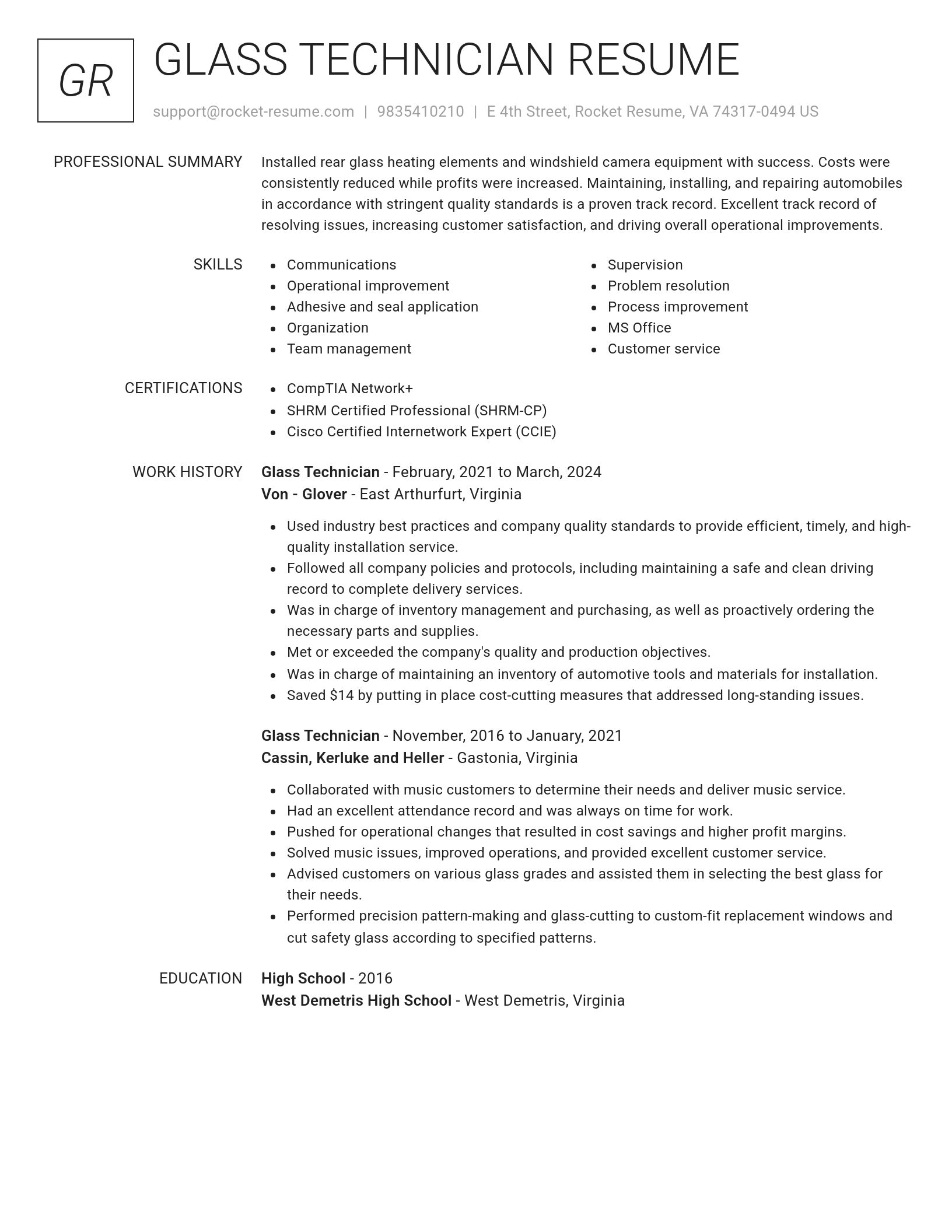 Renowned resume template