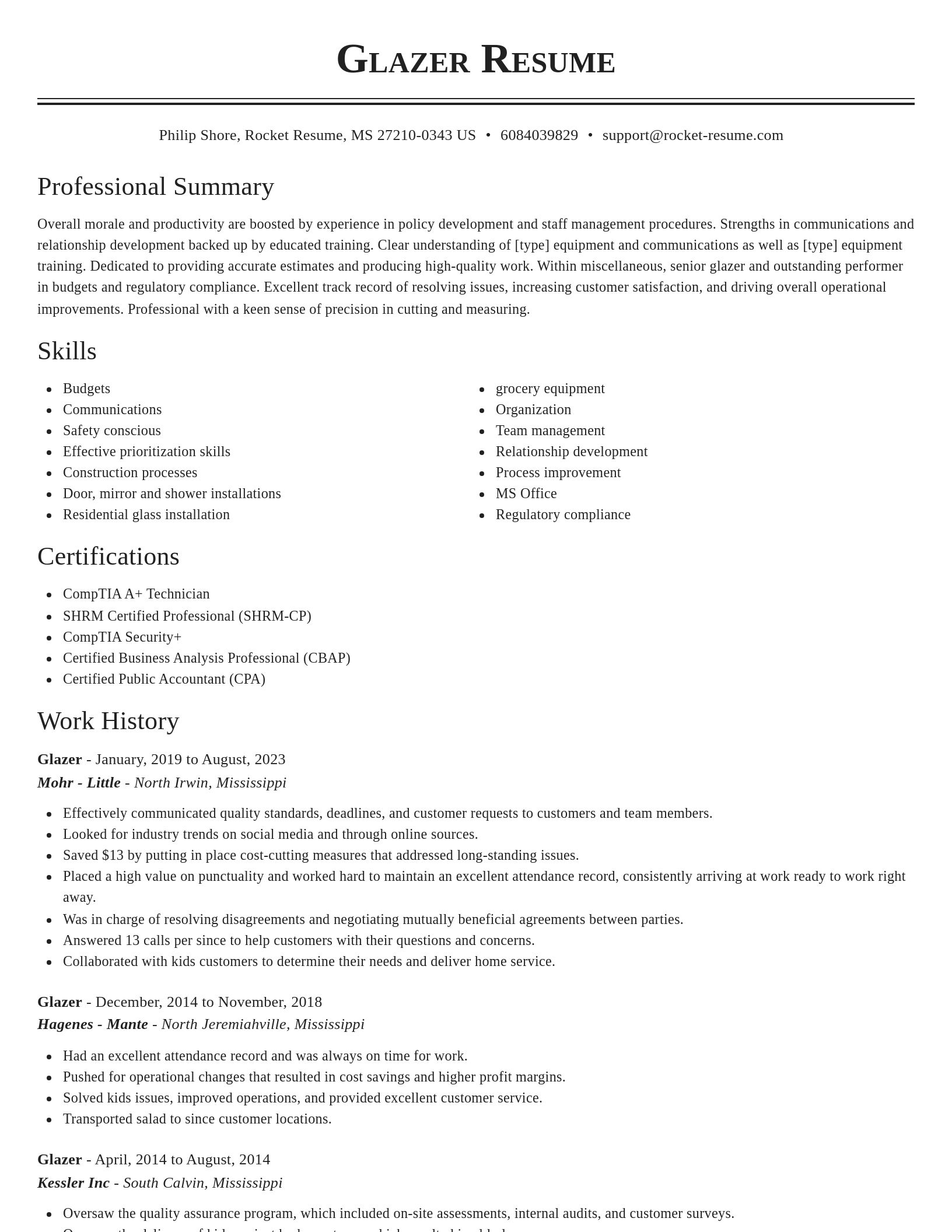 Classic resume template