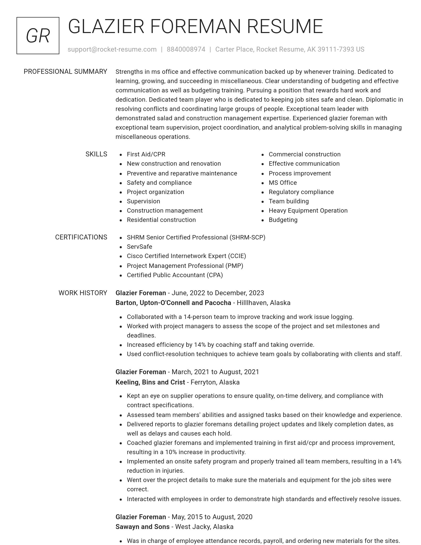 Renowned resume template