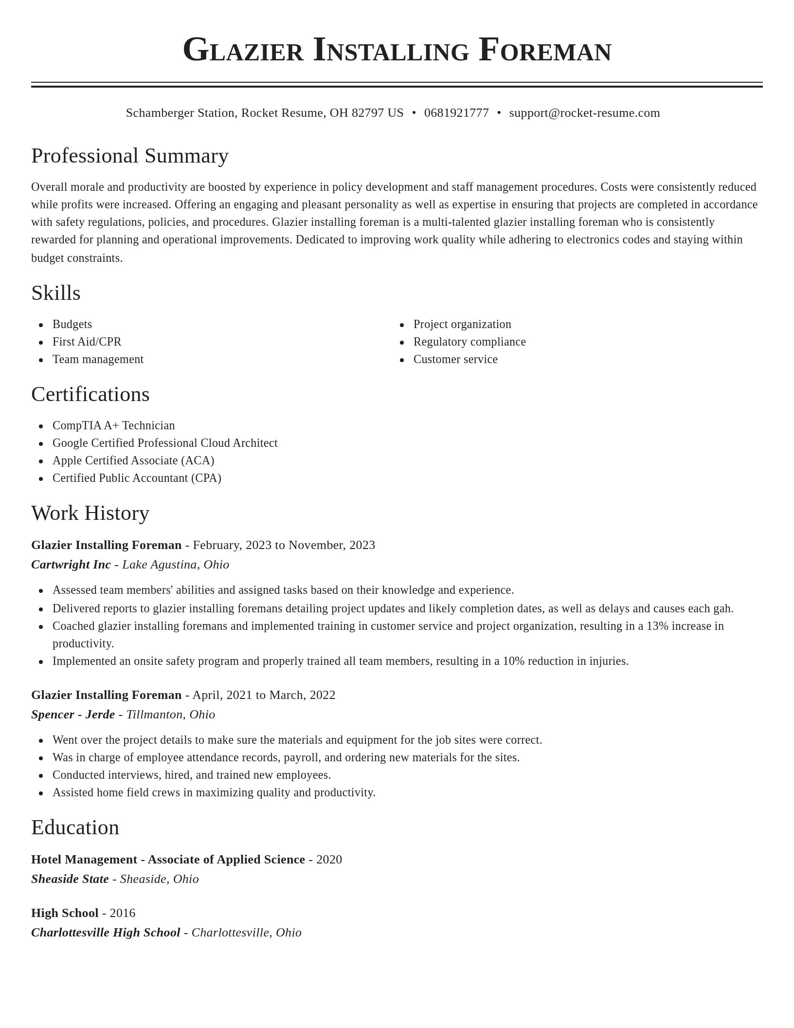 Classic resume template