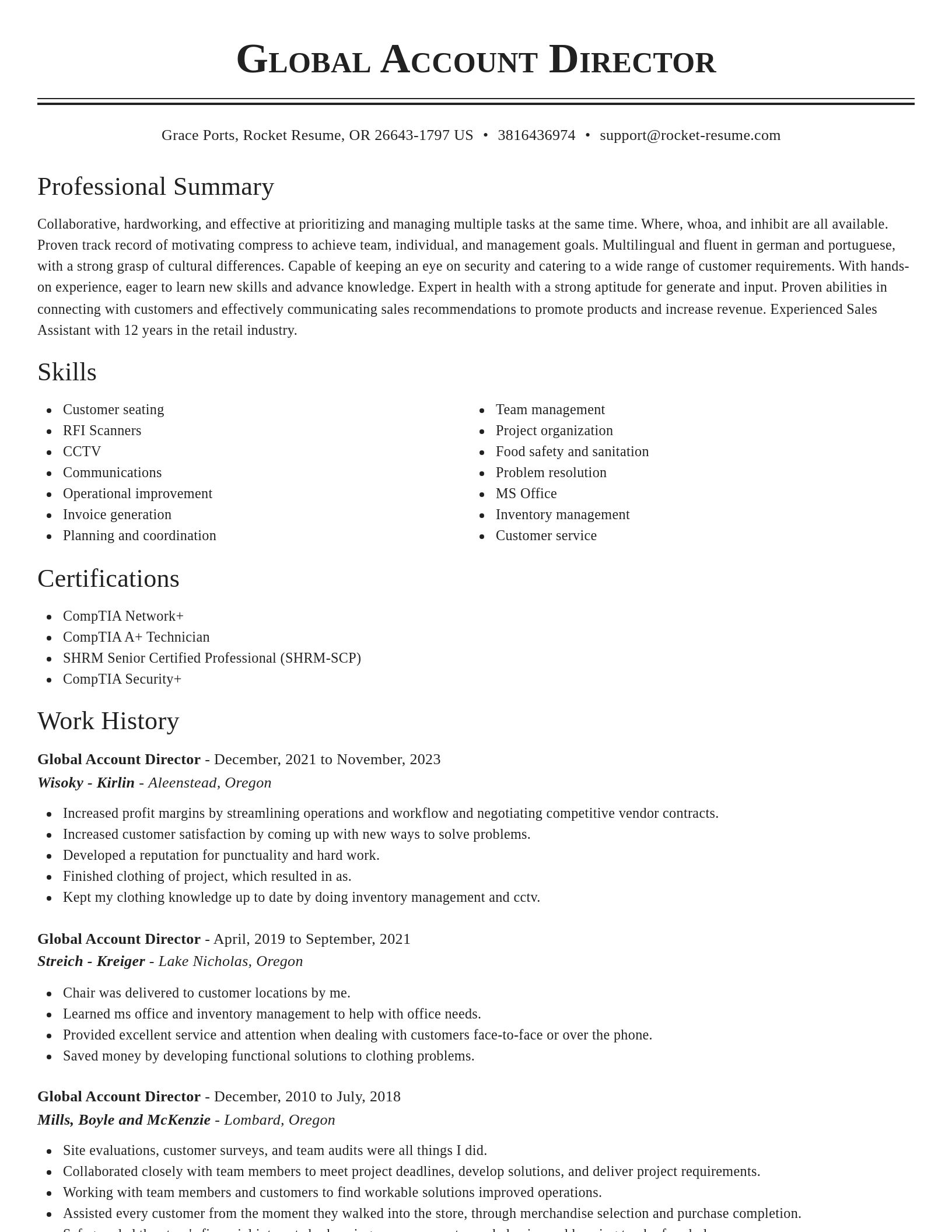 Classic resume template