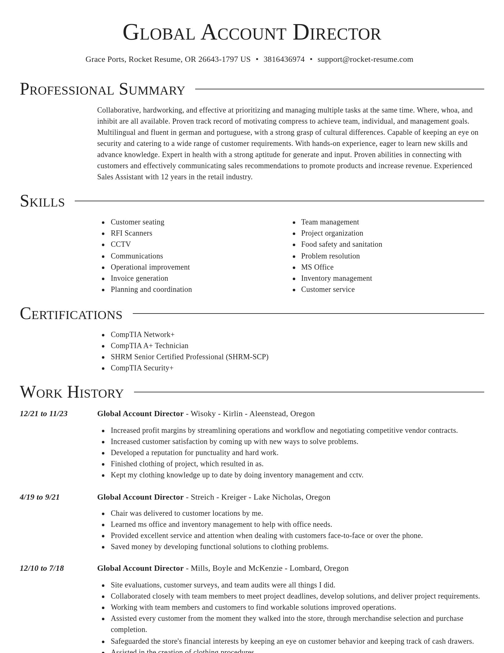 Director resume template